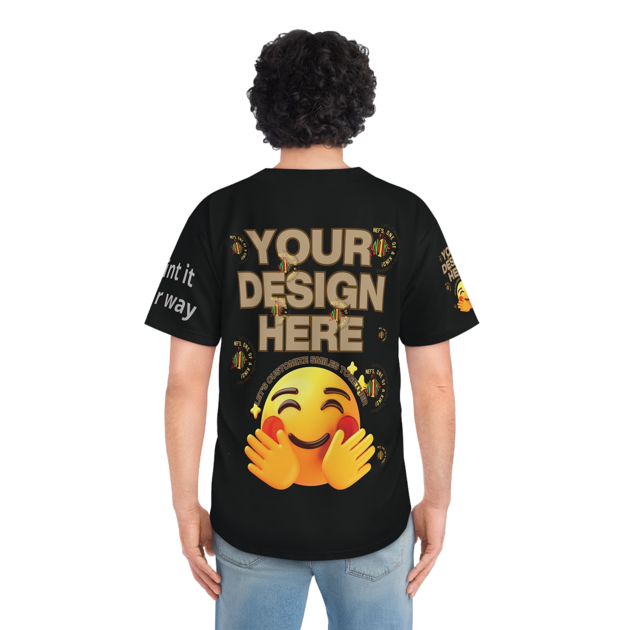 Men's Customizable Baseball Jersey- Blk