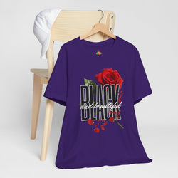 Black and Beautiful Unisex Tee, Floral Graphic Tee, Trendy T-Shirt, Gift for Her, Everyday Wear, Casual Style