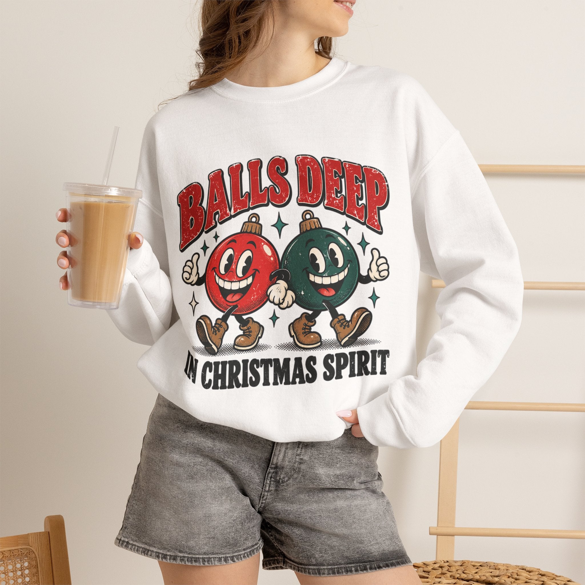 Balls Deep in Christmas Spirit Crewneck Sweatshirt