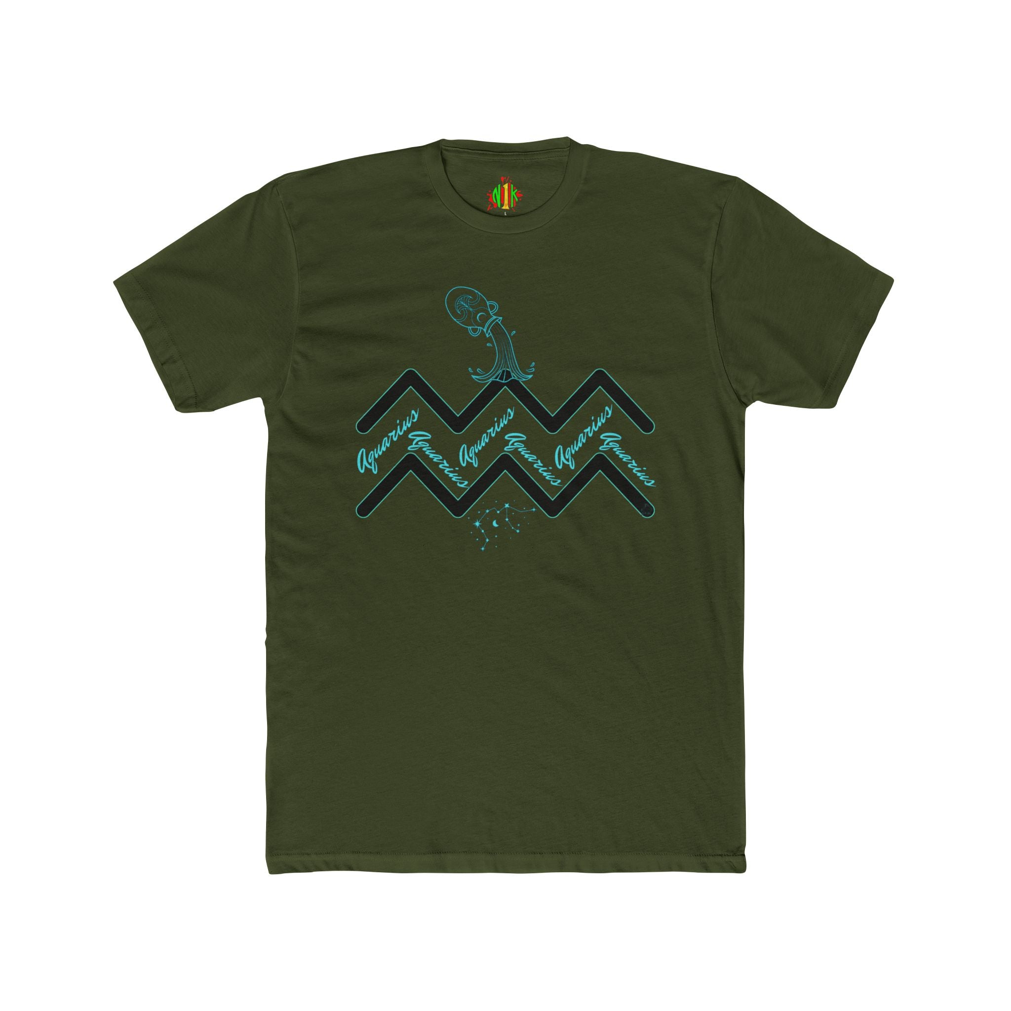 Watering Aquarius Zodiac Tee — Minimalist Wave Graphic "Aquarius" Shirt