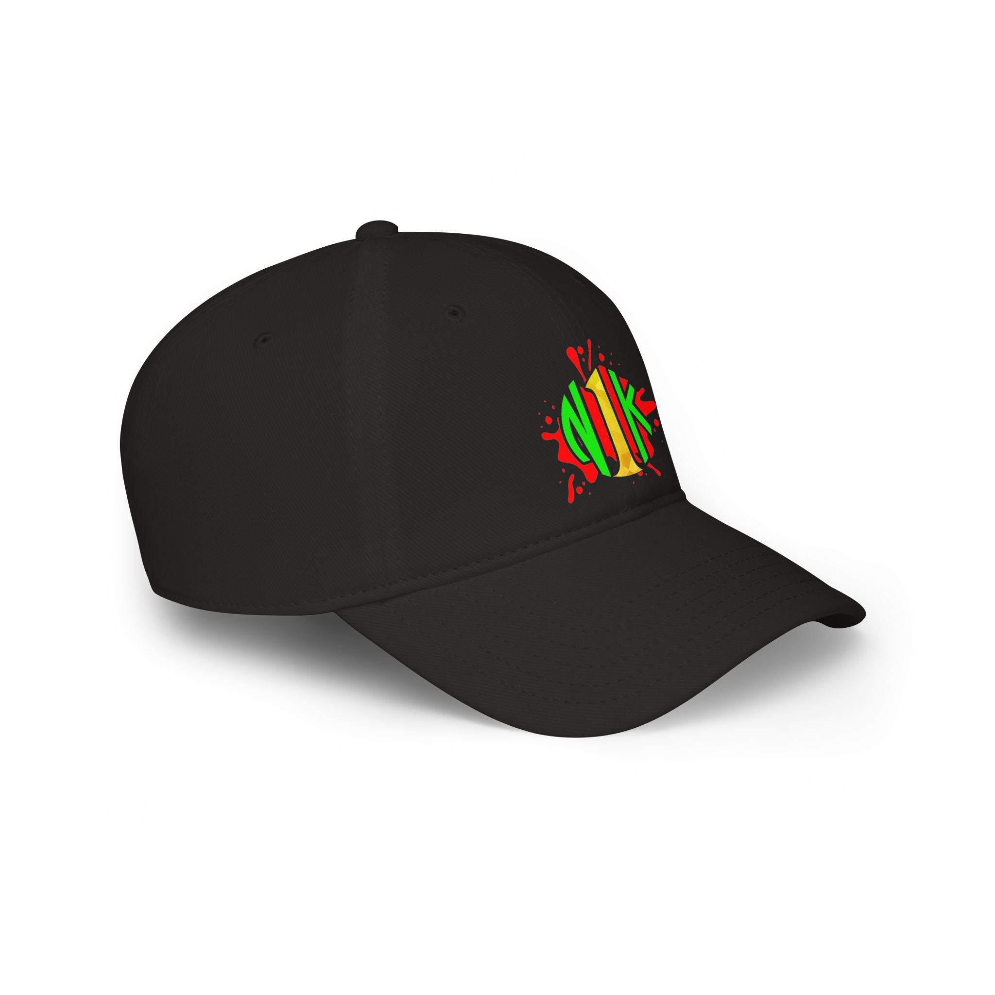 Custom Logo Low Profile Baseball Cap — Retro Splash Embroidered Logo