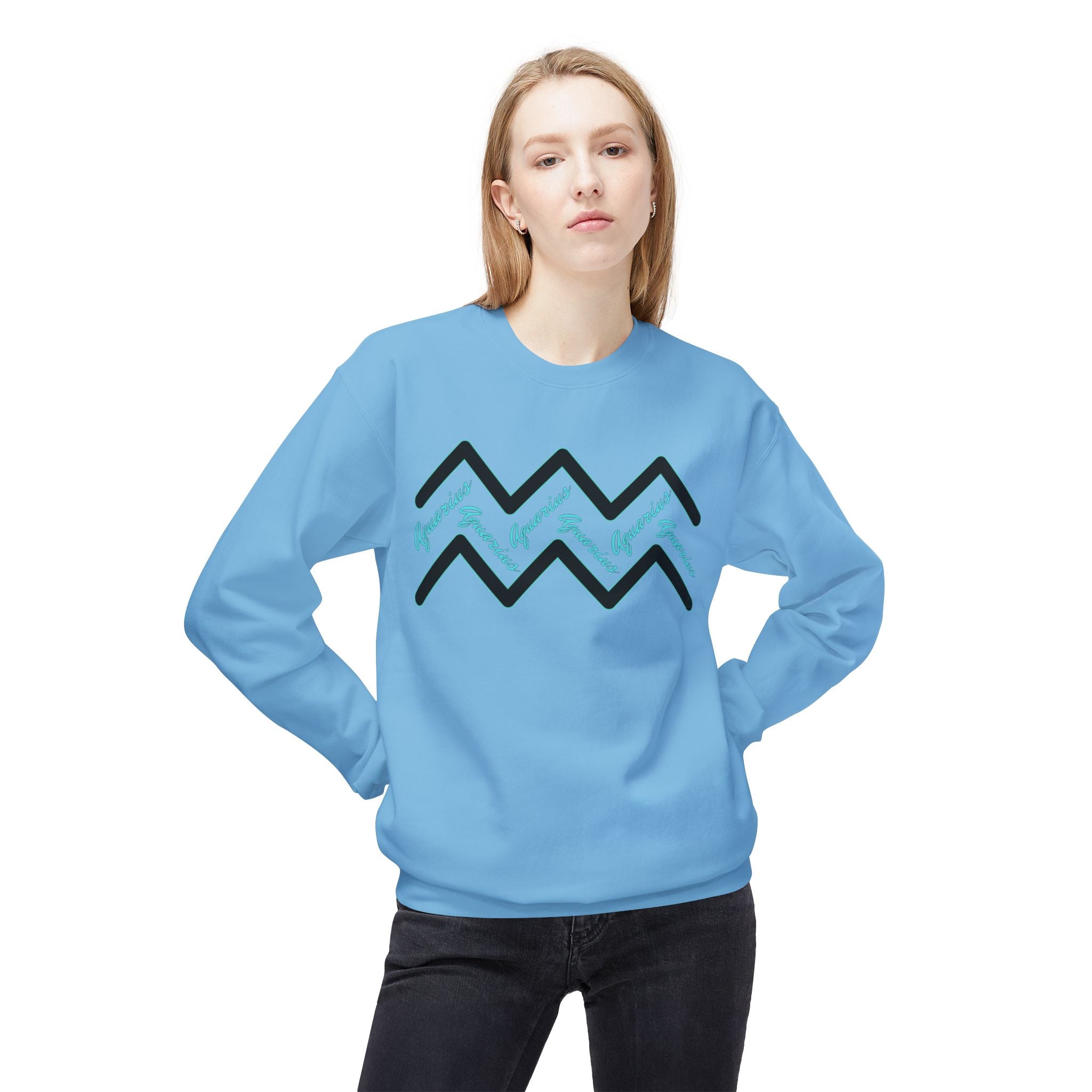 Aquarius Zodiac Crewneck Sweatshirt — Aquarius Symbol Astrological Sweatshirt