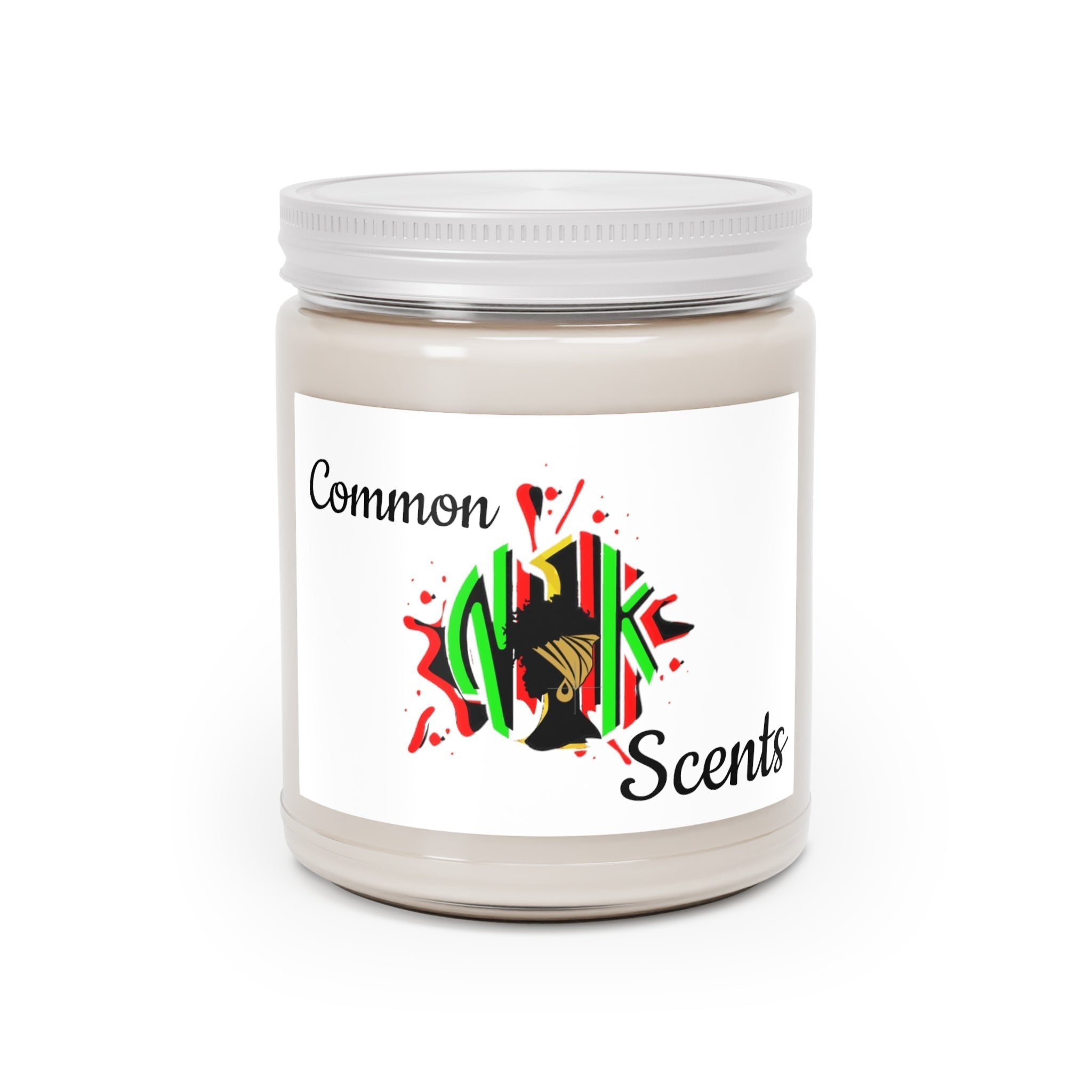 Common Scents Candles 9oz soy wax candle with custom label and cotton wick