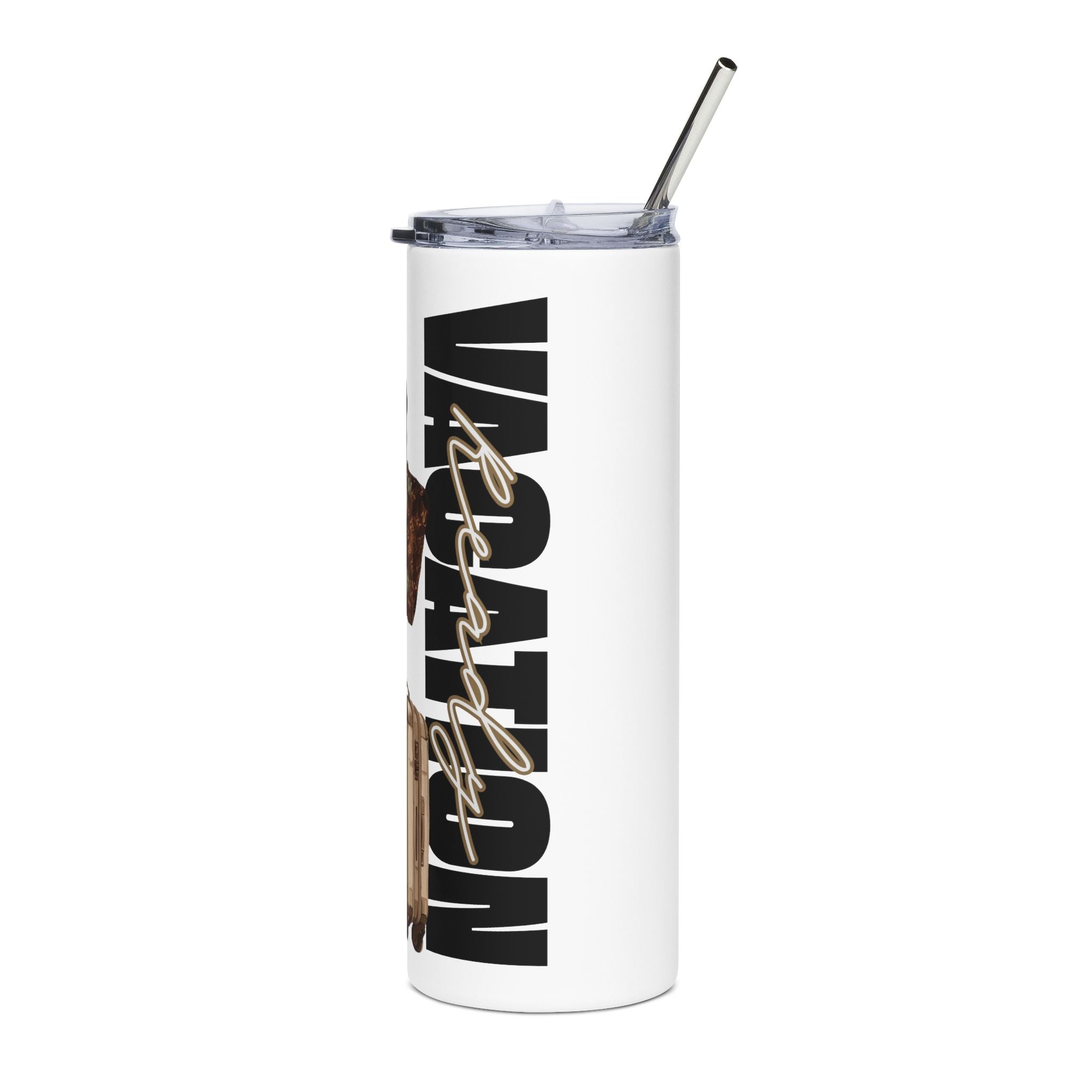 Vacation She Ready Customizable Skinny Tumbler with Straw, 20oz