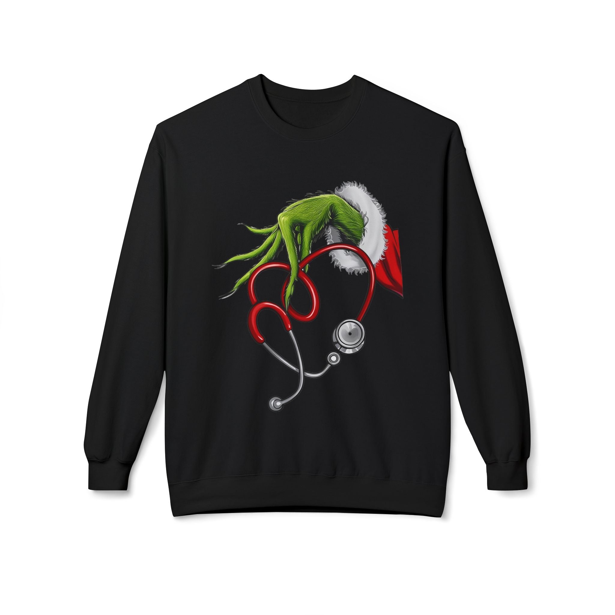 Nurse Christmas Crewneck Sweatshirt — Stethoscope Heart Holiday SweatsSweatshirtGrinch Nurse Holiday Sweatshirt