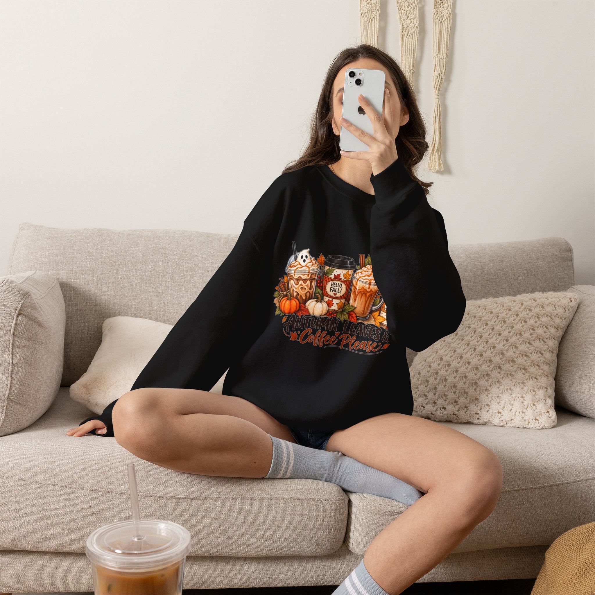 Autumn Leaves & Coffee Please Sweatshirt