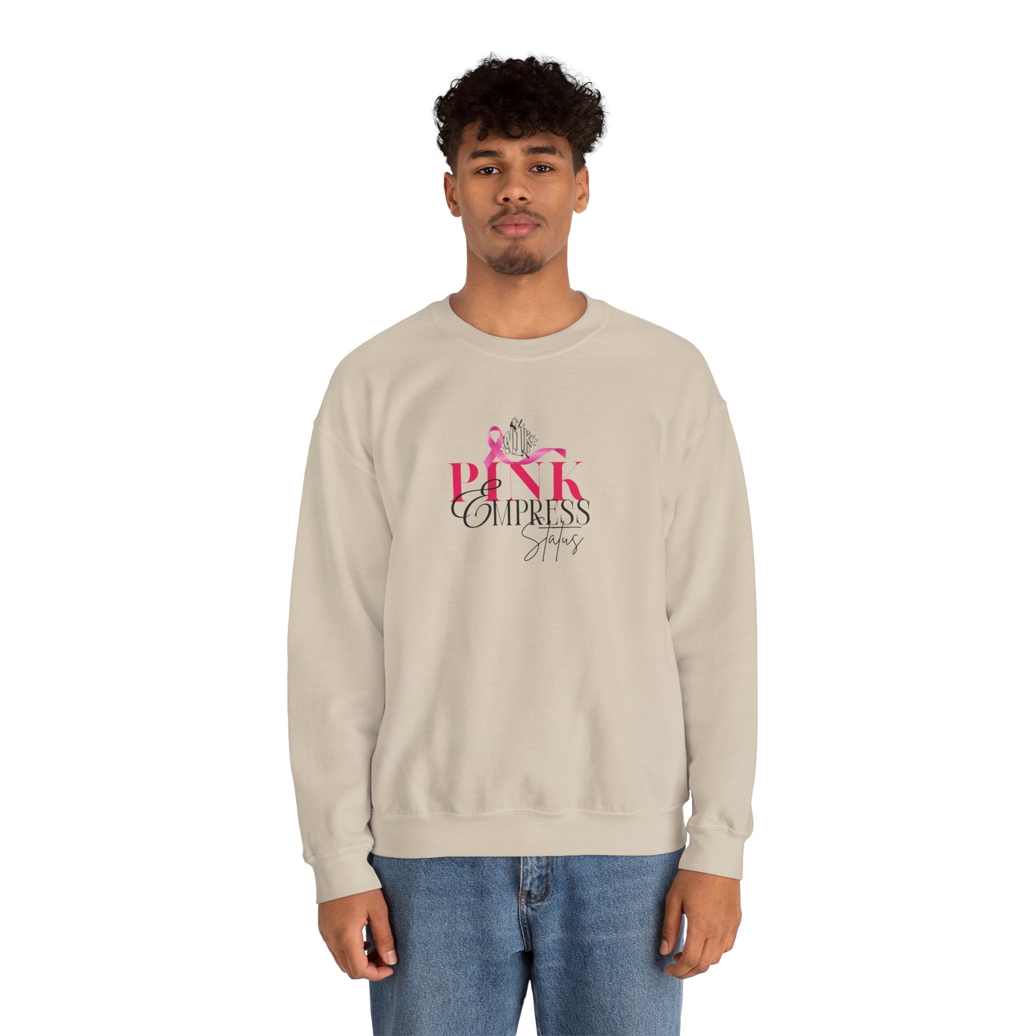 N1K Pink Empress Status Cancer Awareness Crewneck Sweatshirt - Pink Ribbon "PINK" Design