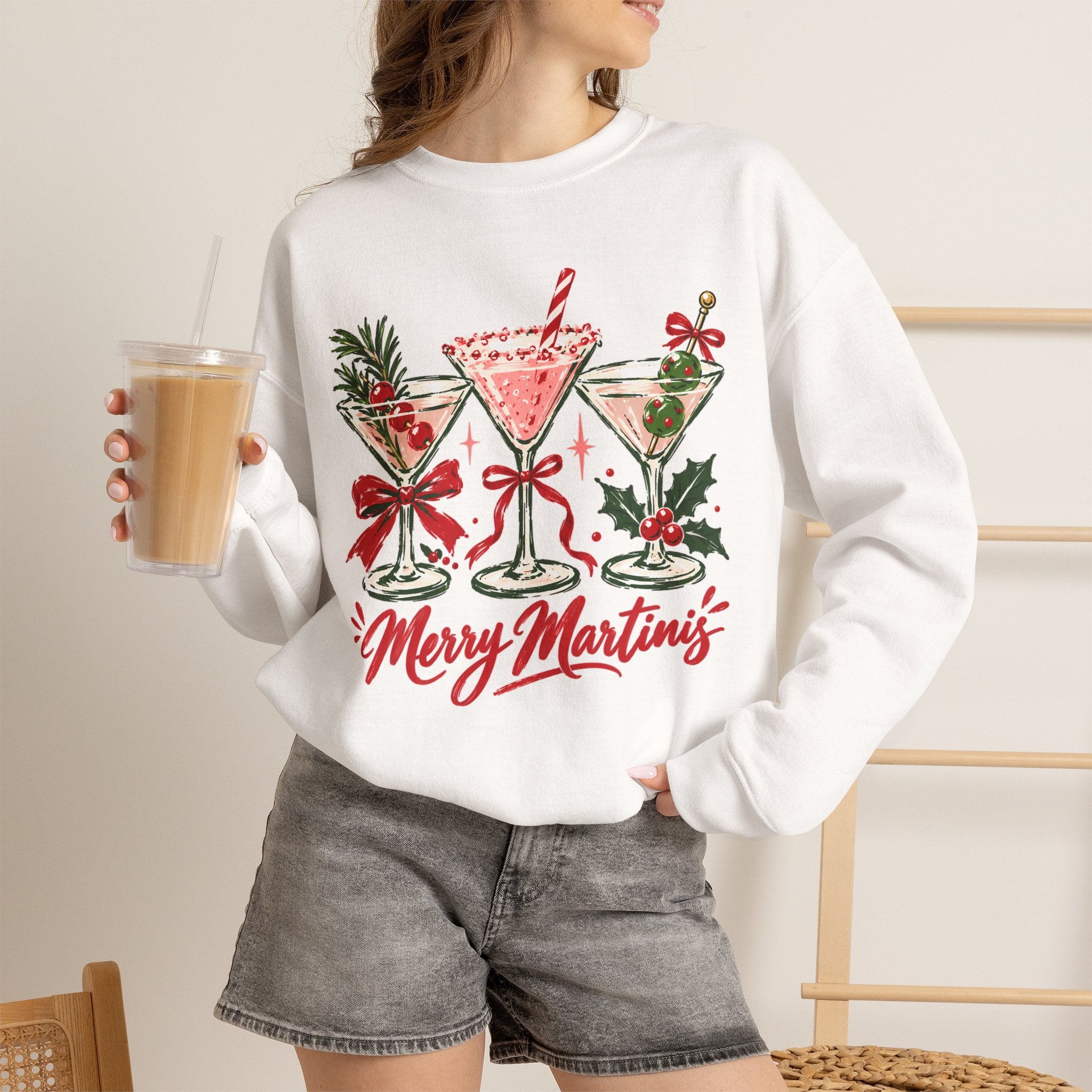 Merry Martinis Christmas Cocktail Crewneck Sweatshirt