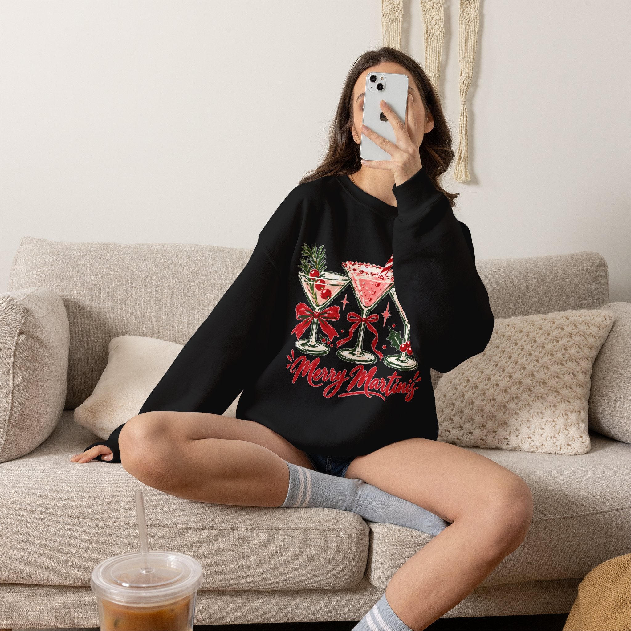 Merry Martinis Christmas Cocktail Crewneck Sweatshirt