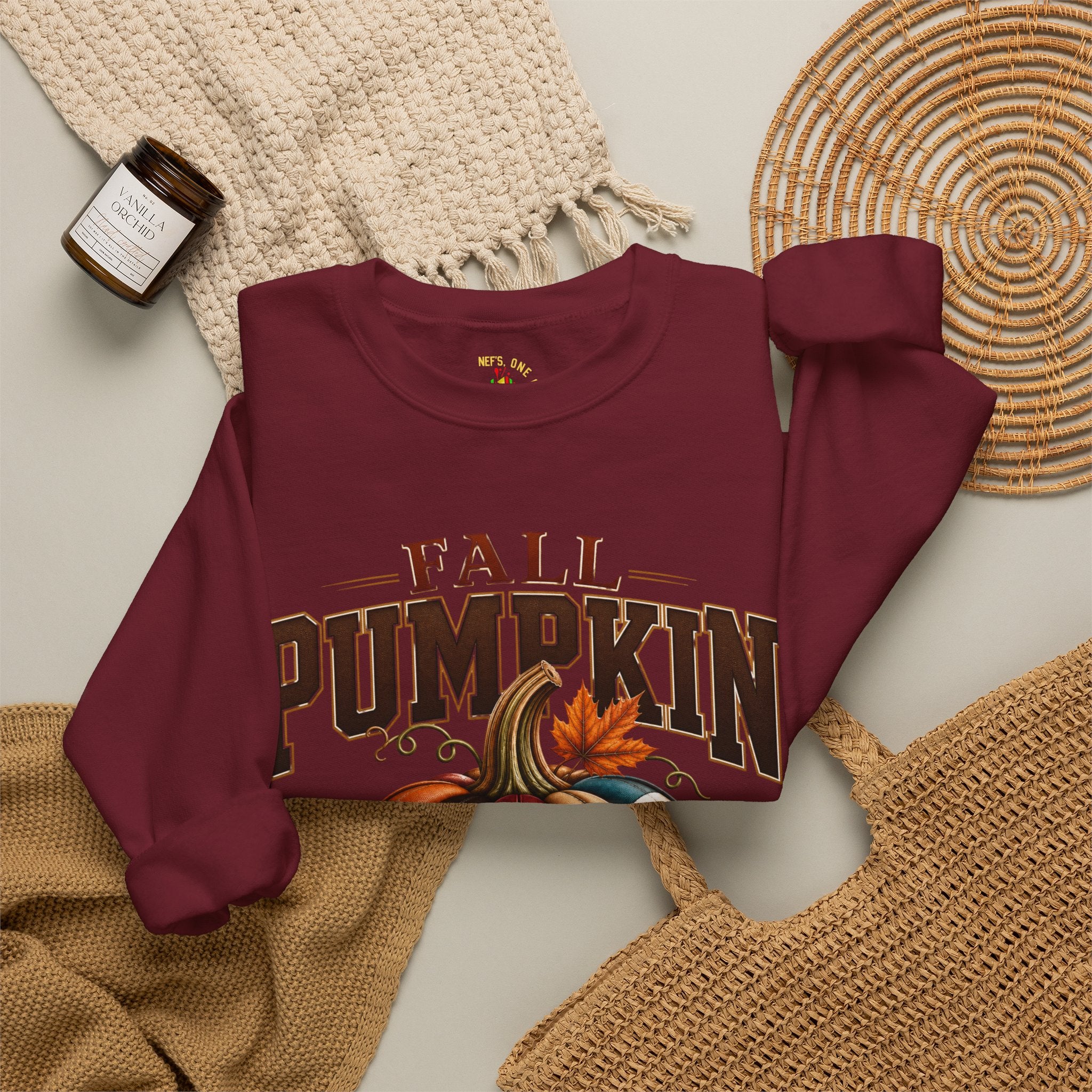 Fall Pumpkin Football Season Crewneck Sweatshirt