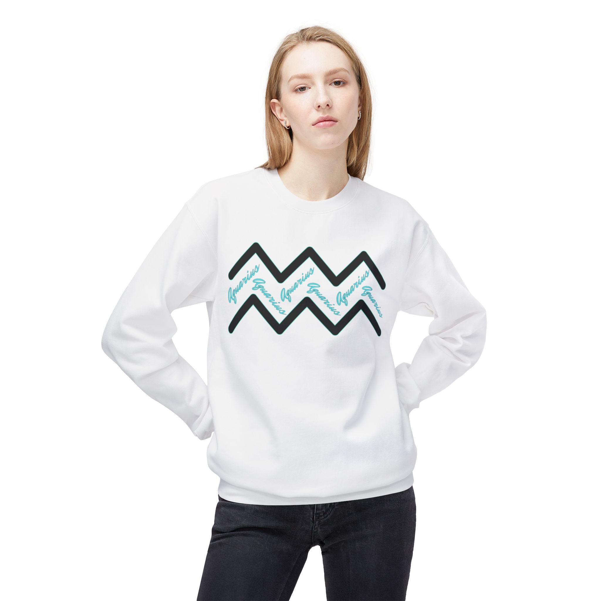 Aquarius Zodiac Crewneck Sweatshirt — Aquarius Symbol Astrological Sweatshirt