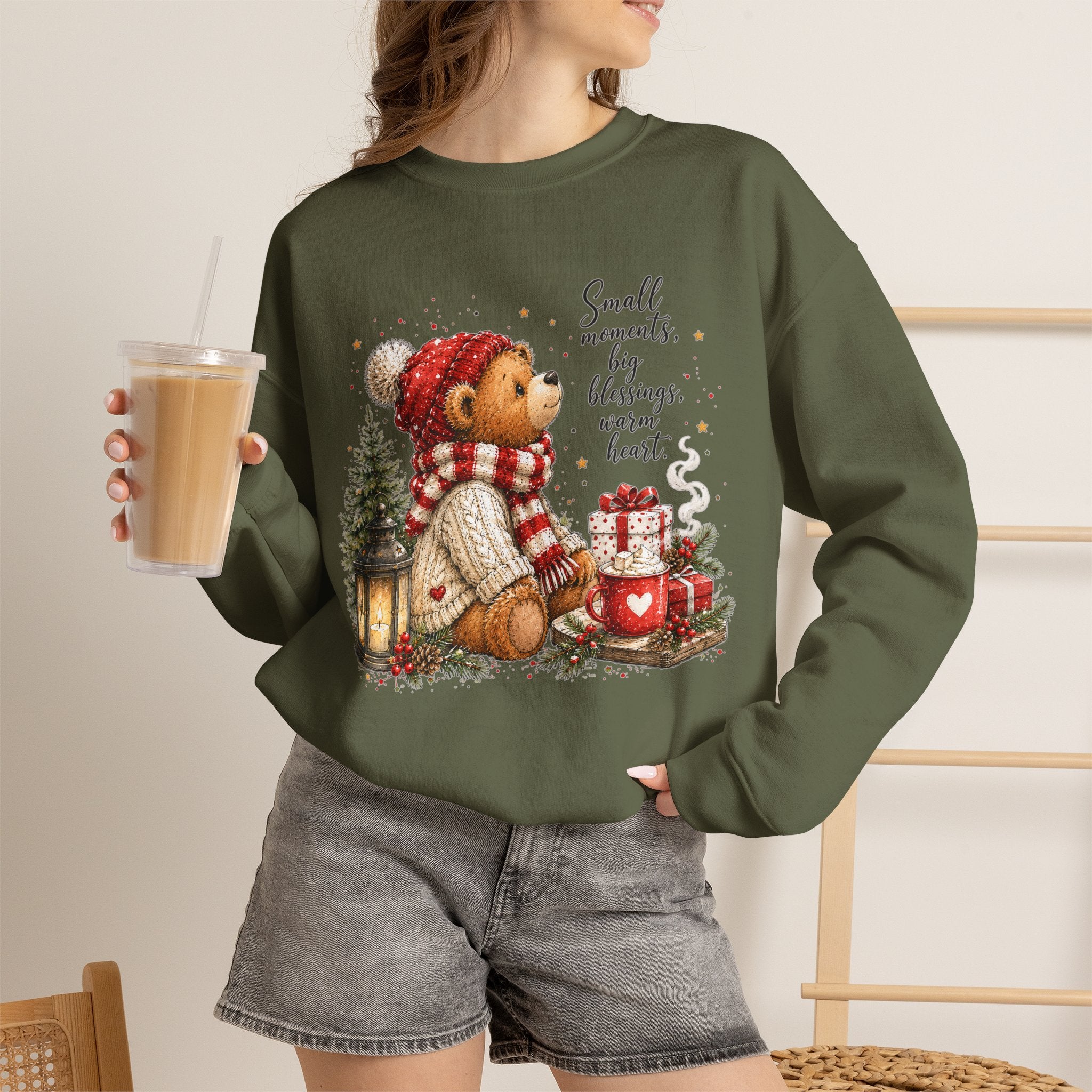 Christmas Bear Crewneck Sweatshirt – Cozy Holiday Teddy Bear Design