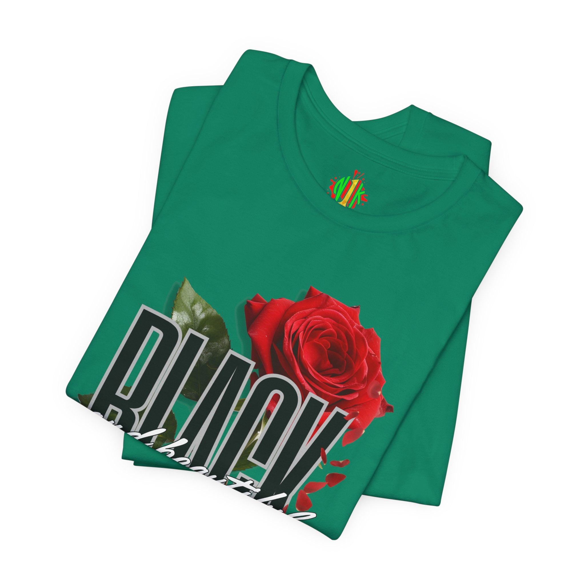 Black and Beautiful Unisex Tee, Floral Graphic Tee, Trendy T-Shirt, Gift for Her, Everyday Wear, Casual Style