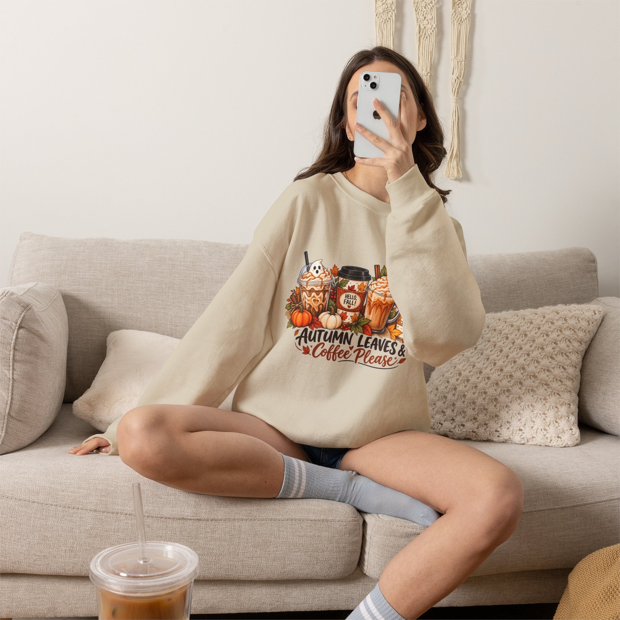 Autumn Leaves & Coffee Please Sweatshirt