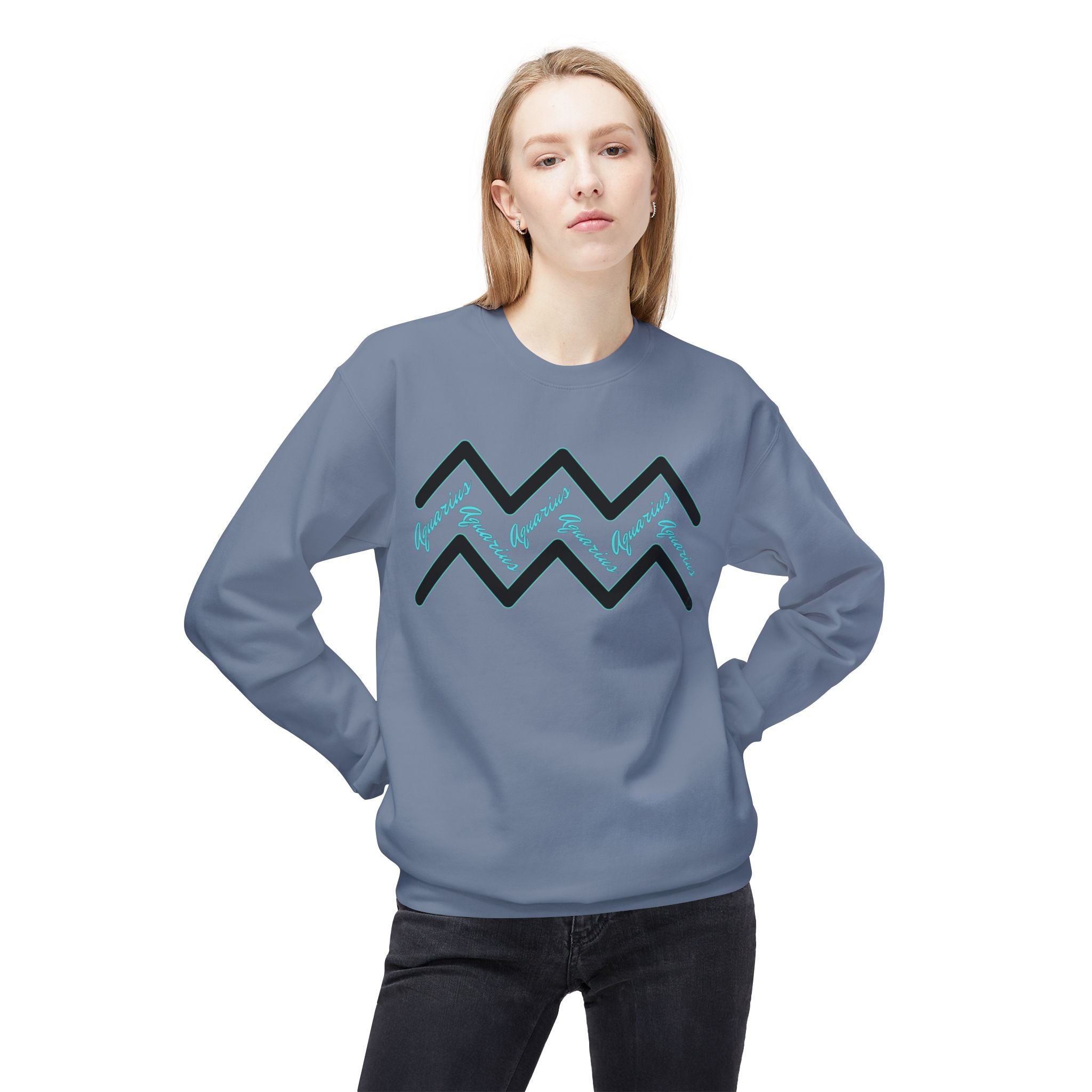 Aquarius Zodiac Crewneck Sweatshirt — Aquarius Symbol Astrological Sweatshirt
