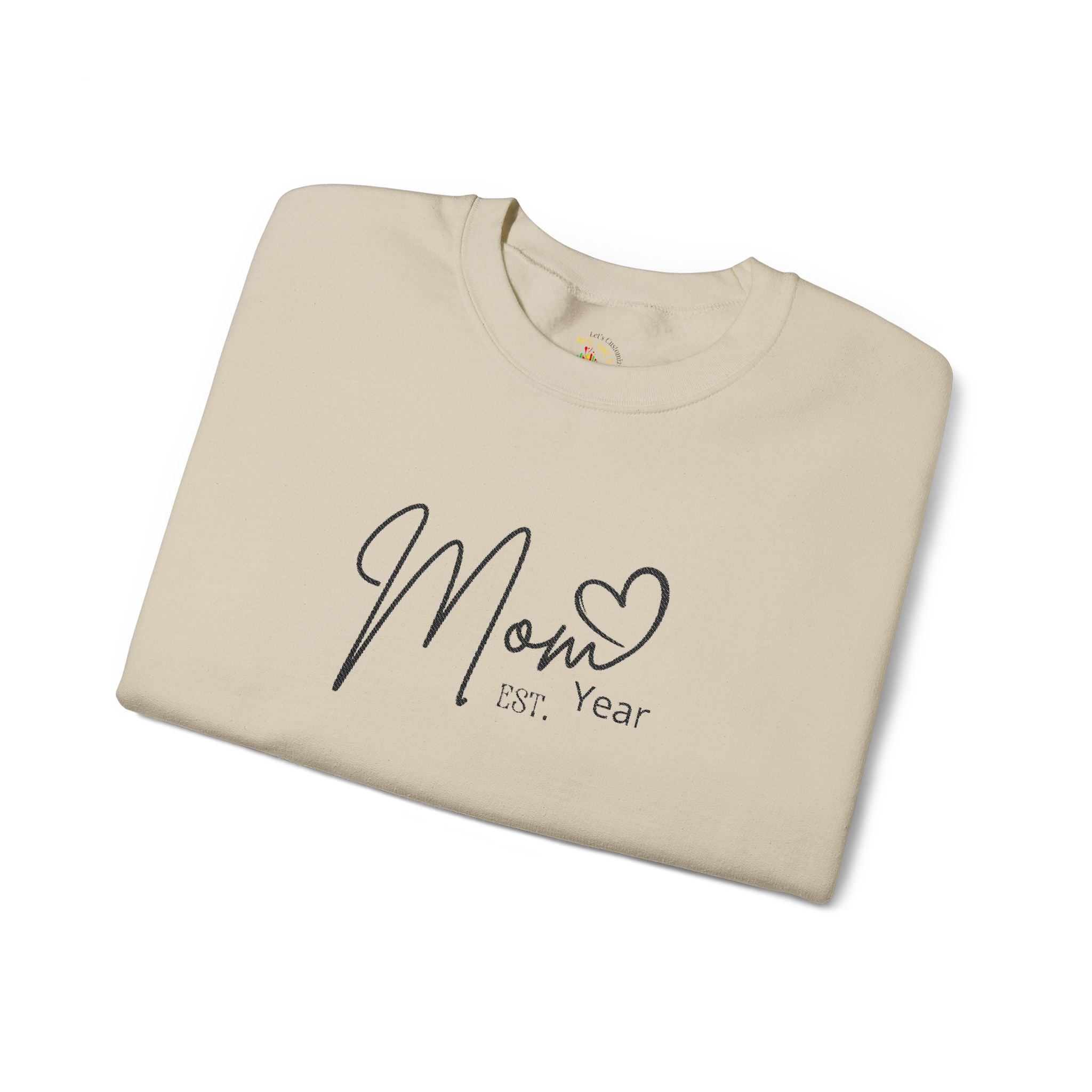 Mom Est. Year Embroidered Customizable Crewneck Sweatshirt