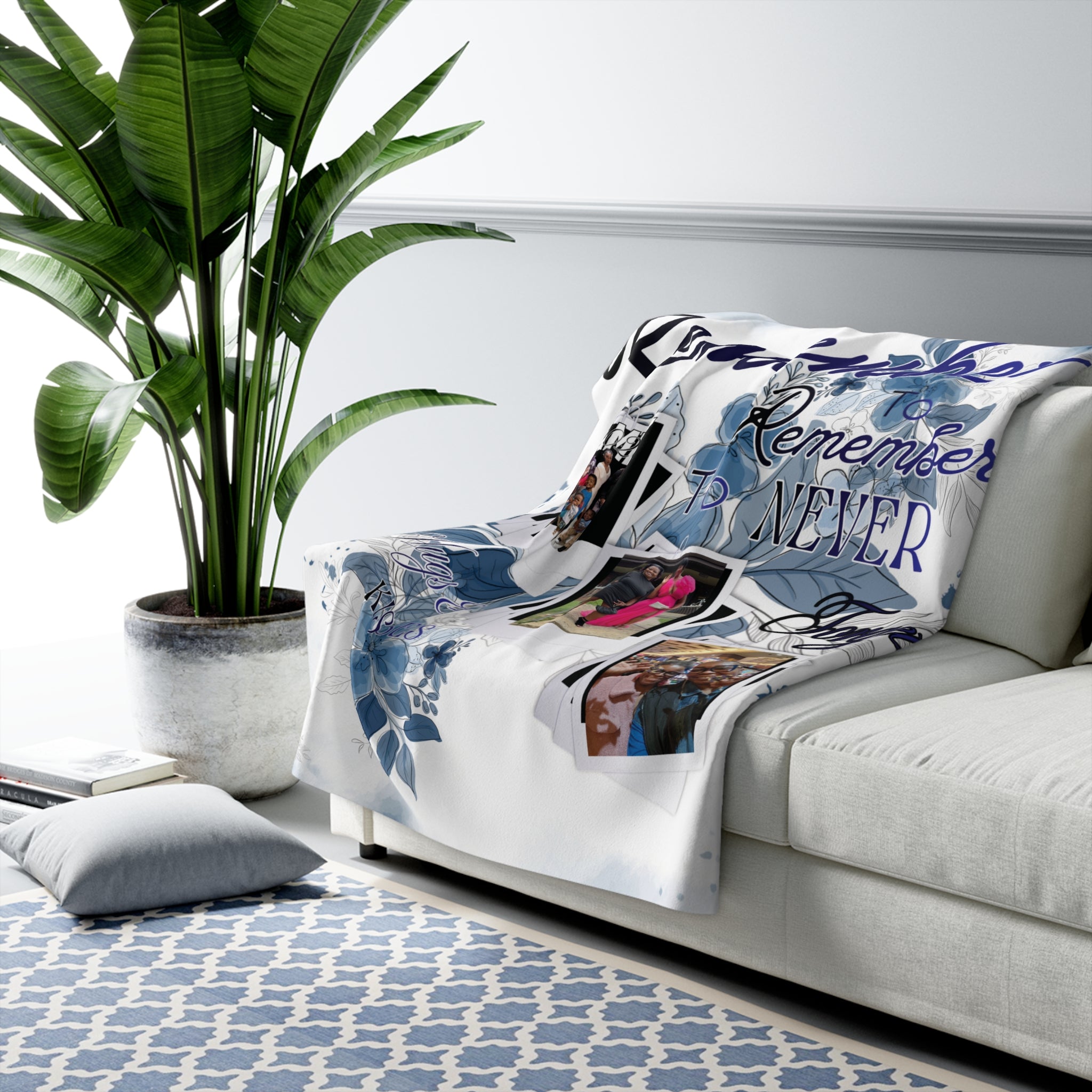 Personalized Sherpa Fleece Blanket — Custom 3-Photo Cozy Throw