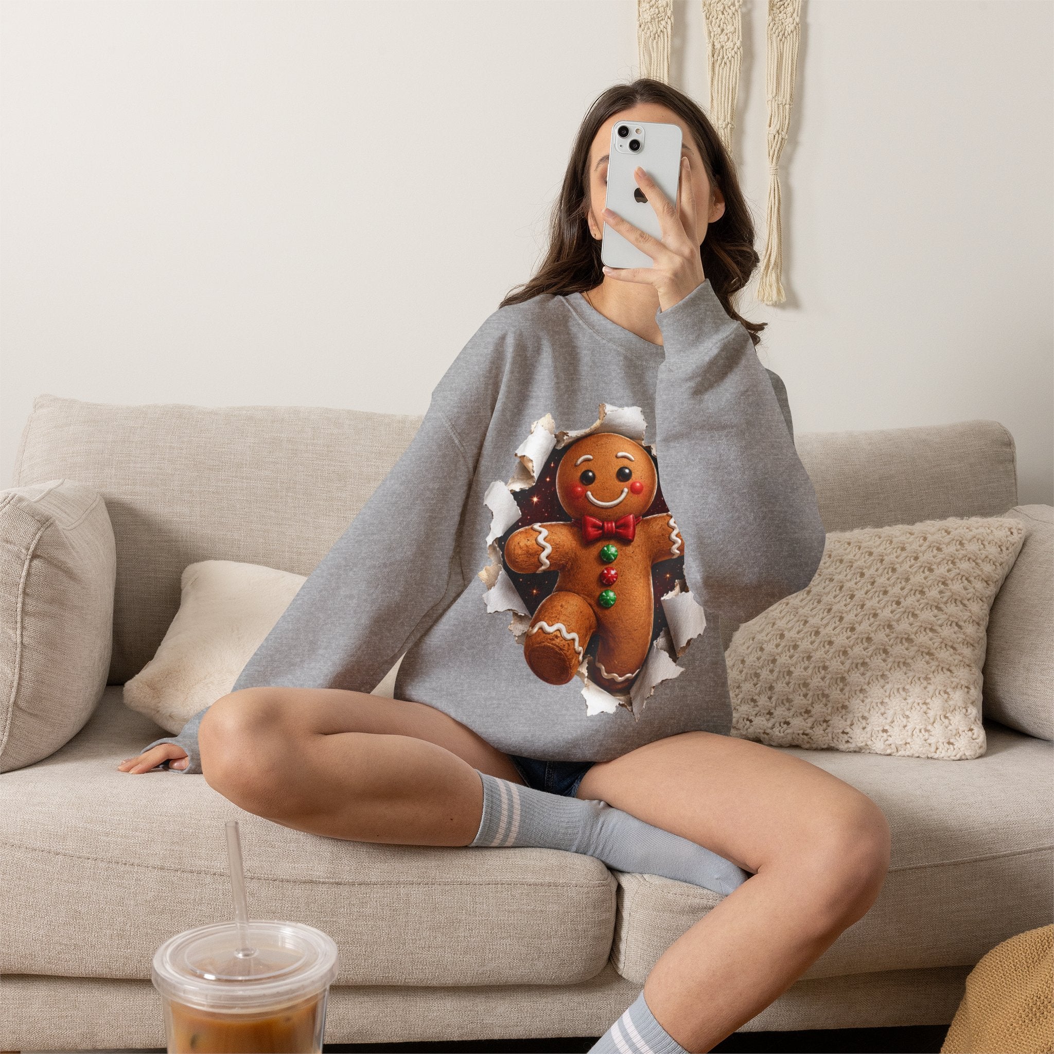Gingerbread Man Christmas Crewneck Sweatshirt
