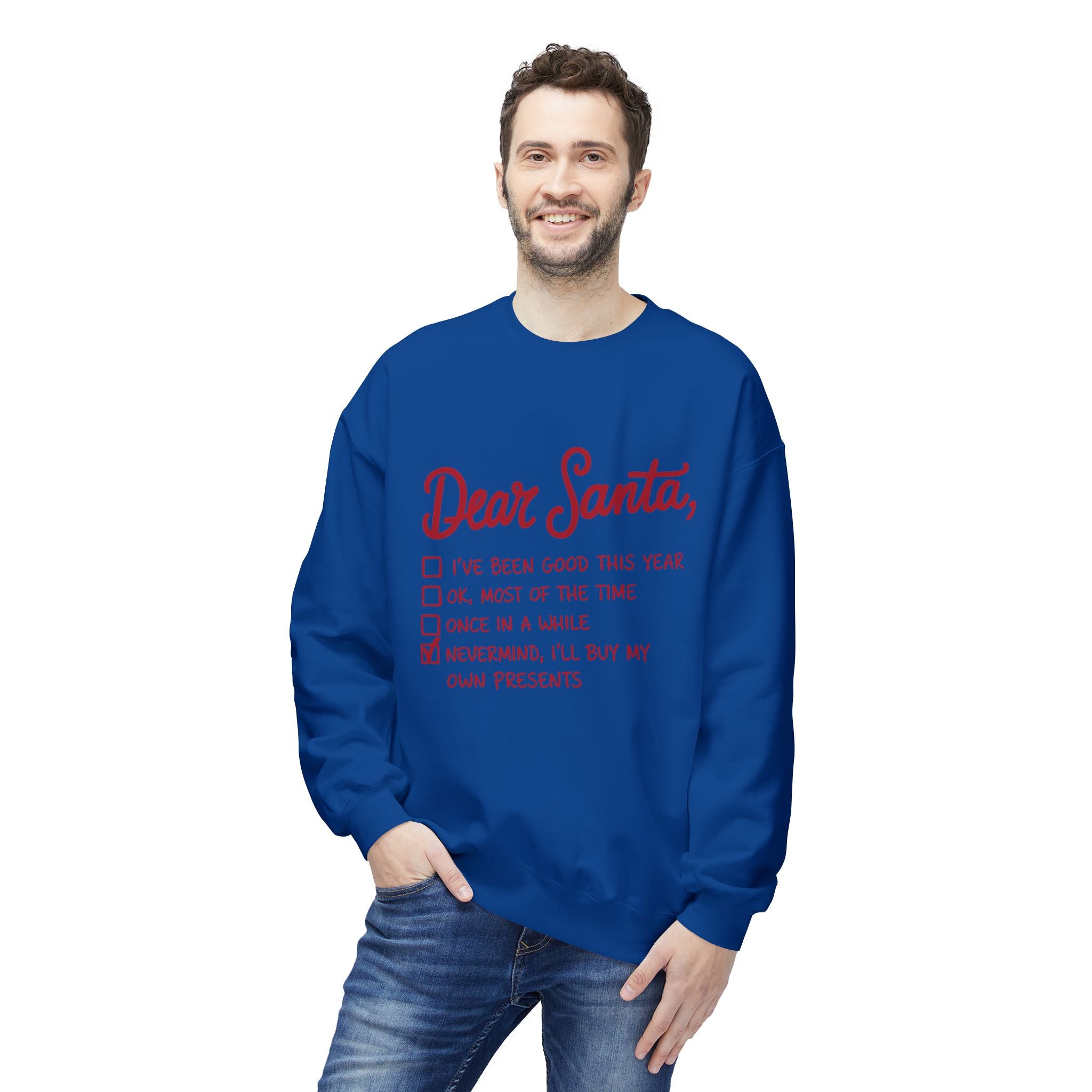 "Dear Santa" Funny Christmas Checklist Holiday Crewneck SweatshirtSweatshirtDear Santa