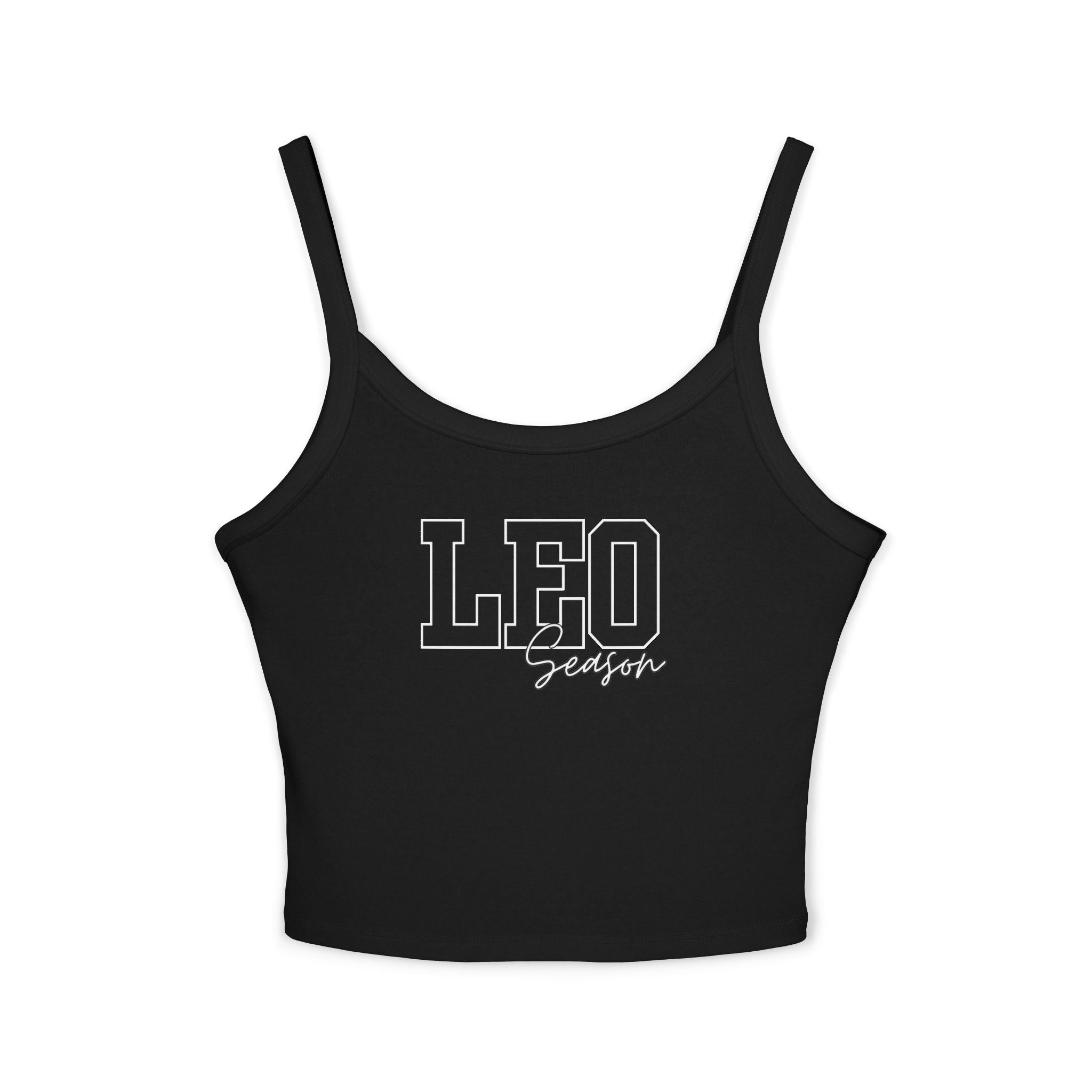 Women's Spaghetti Strap Tank Top with Leo Design, Summer Vacation Top, Zodiac Sign Apparel, Casual Wear, Gift for Astrology Lovers