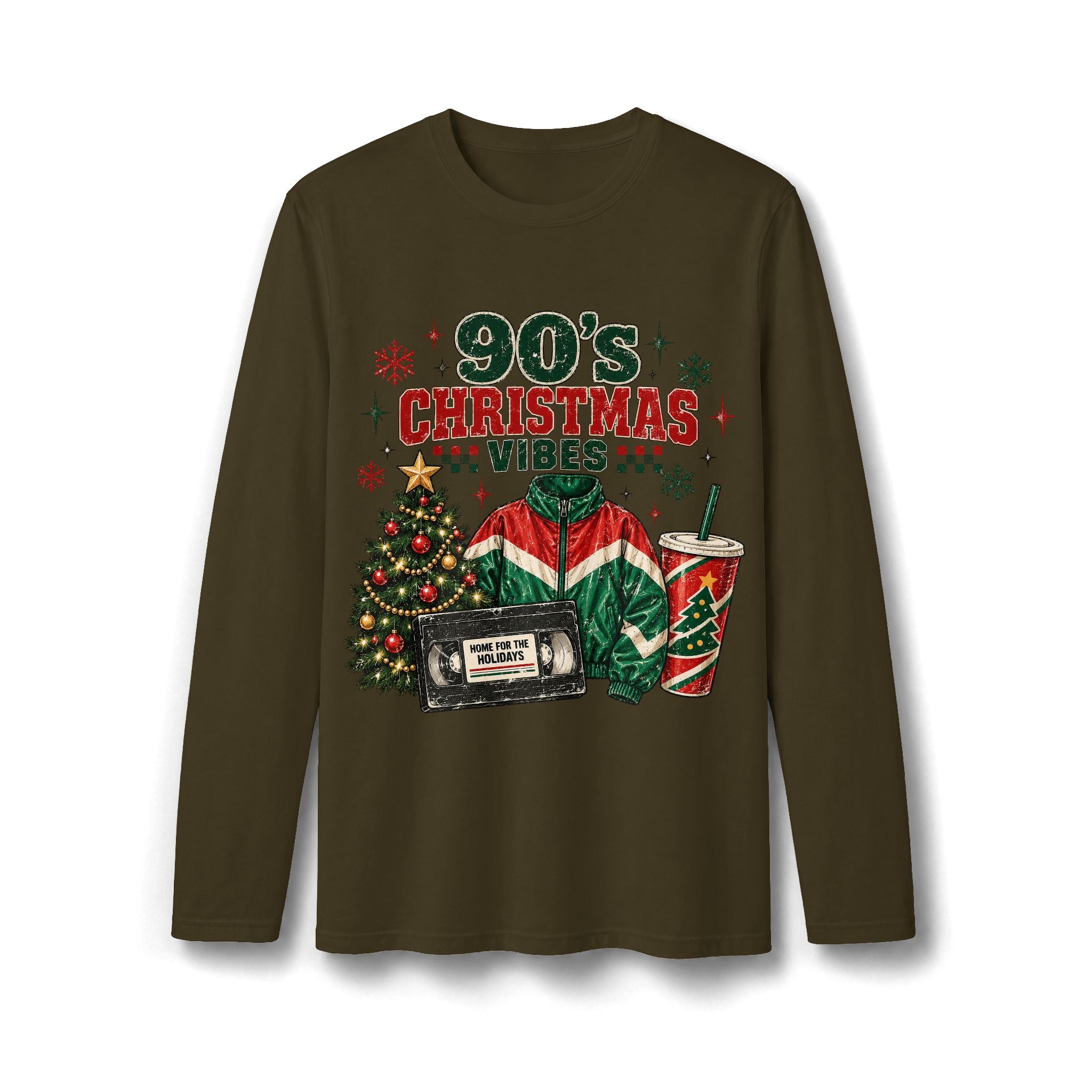 90s Christmas Vibes Long Sleeve T-Shirt