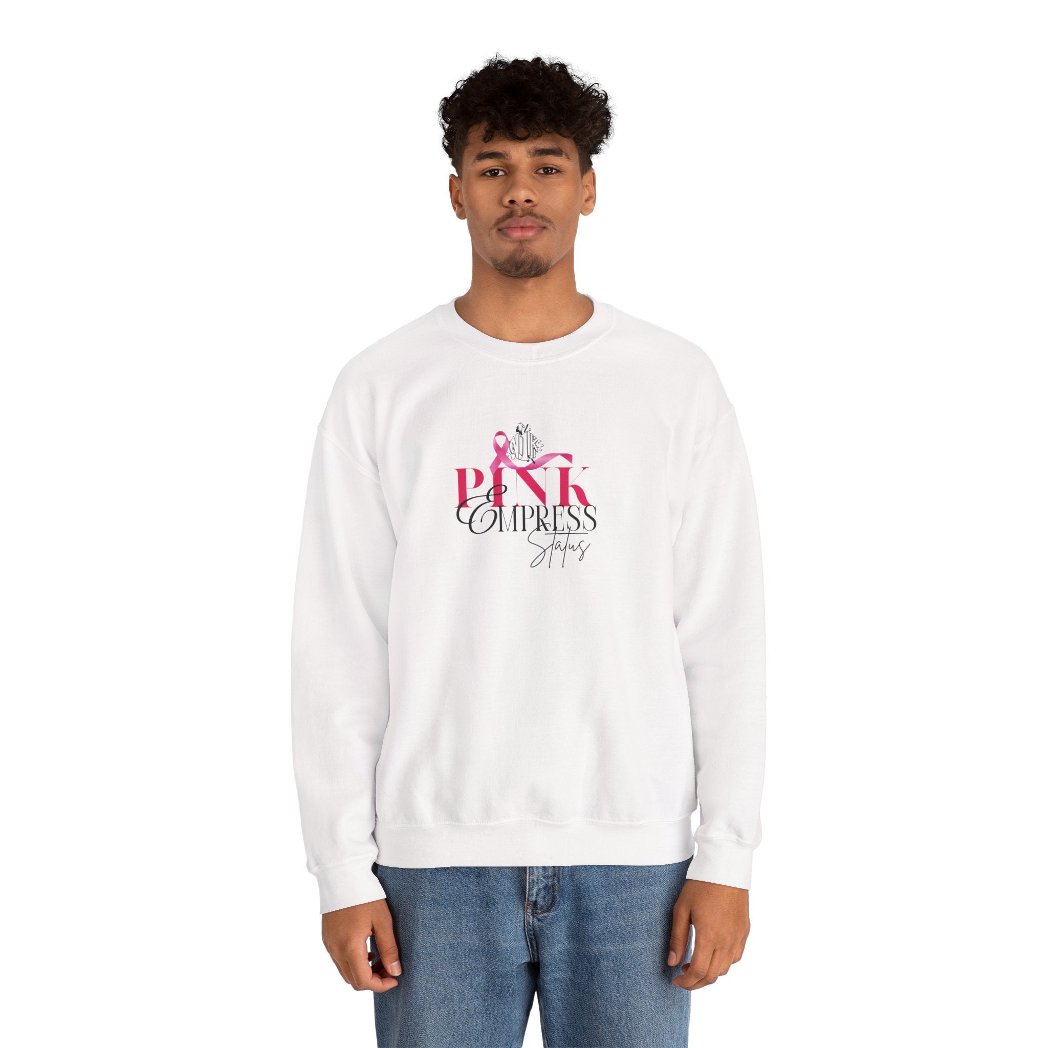 N1K Pink Empress Status Cancer Awareness Crewneck Sweatshirt - Pink Ribbon "PINK" Design