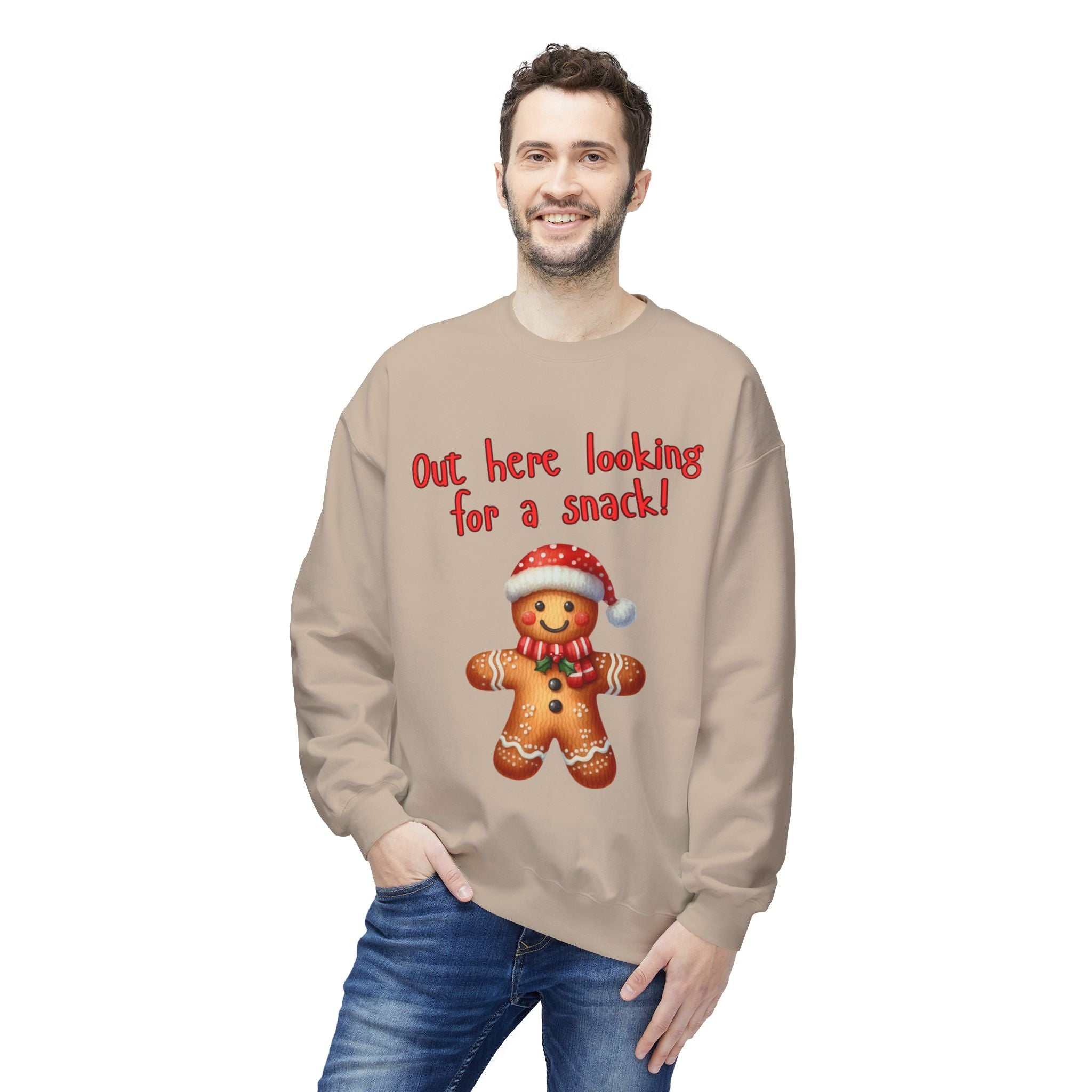 Gingerbread 'Out Here Looking for a Snack' Crewneck SweatshirtSweatshirtGingerbread 'Out Here Looking for a Snack' Crewneck Sweatshirt