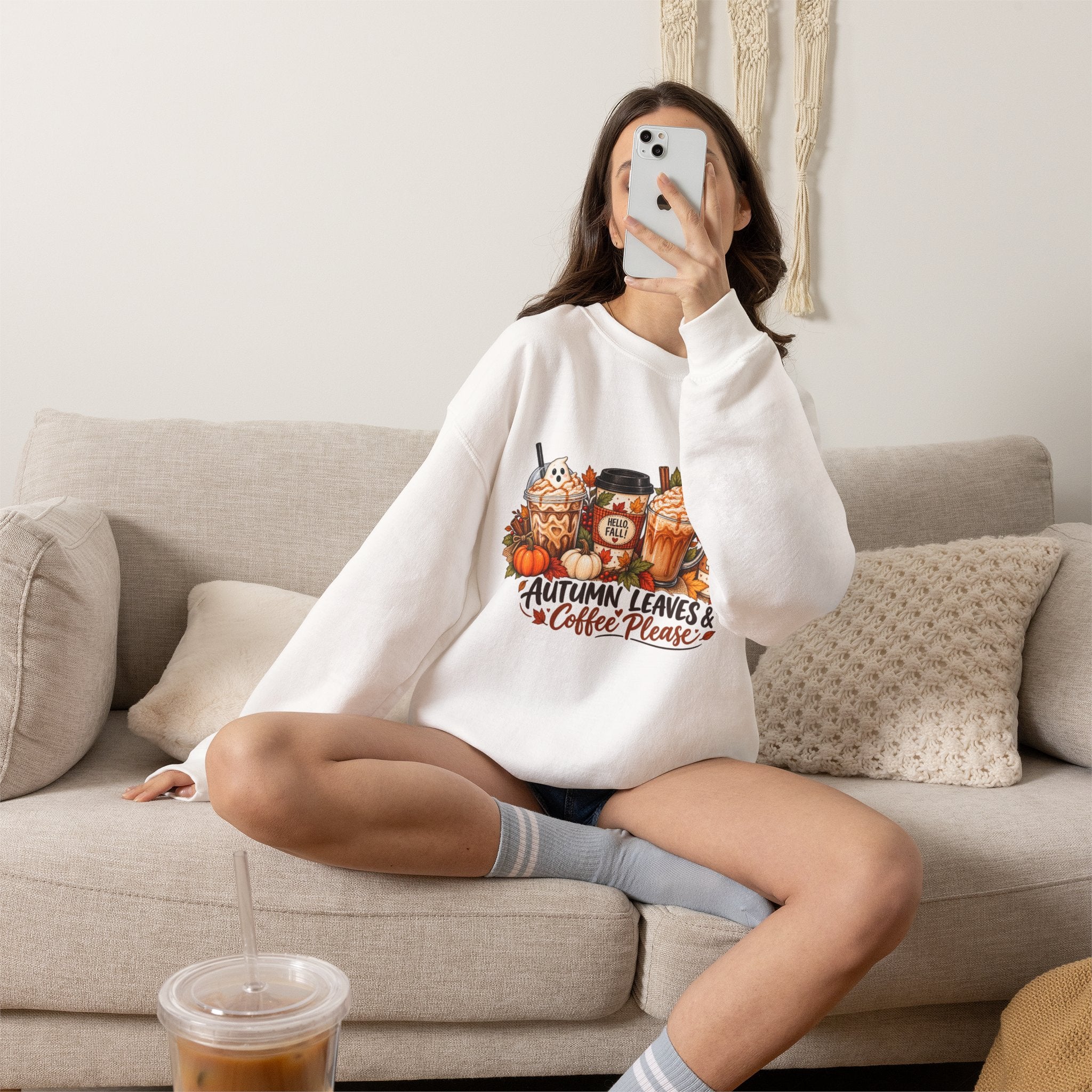 Autumn Leaves & Coffee Please Sweatshirt