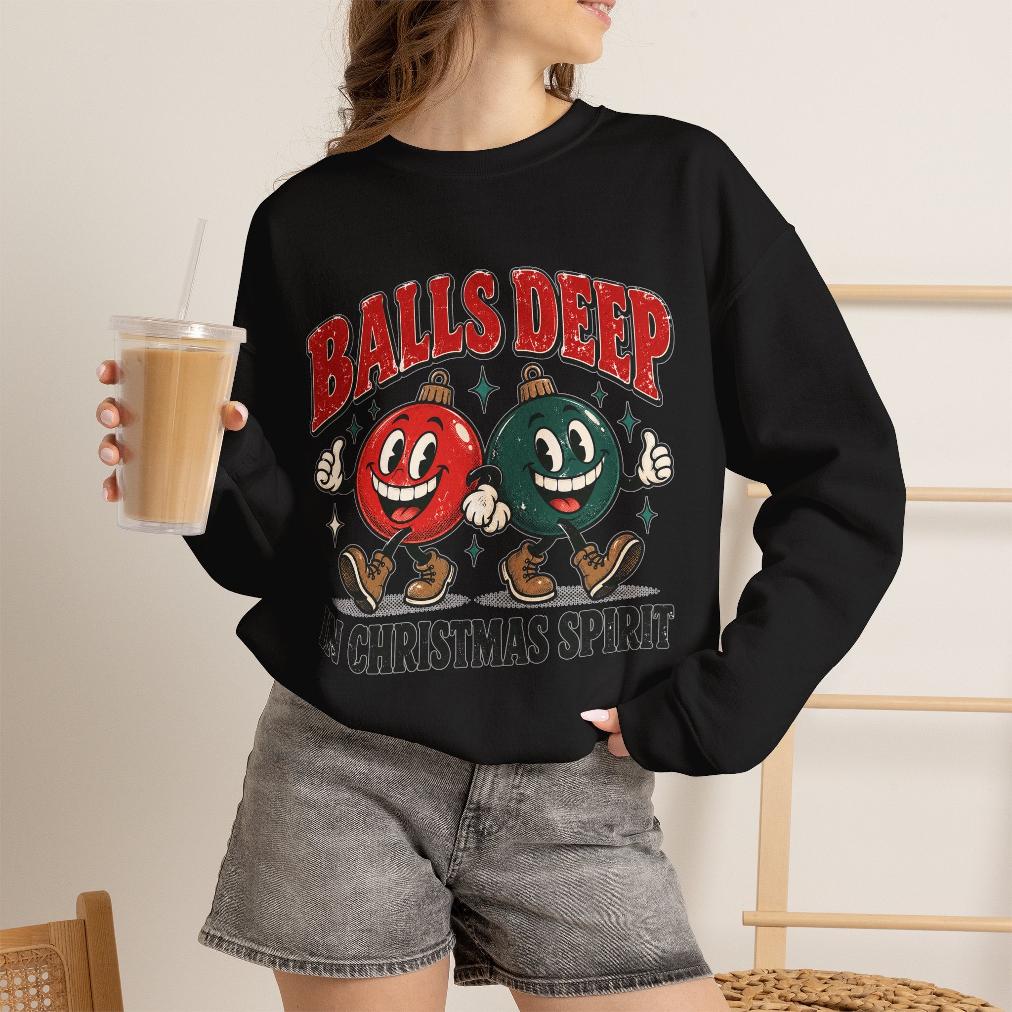 Balls Deep in Christmas Spirit Crewneck Sweatshirt