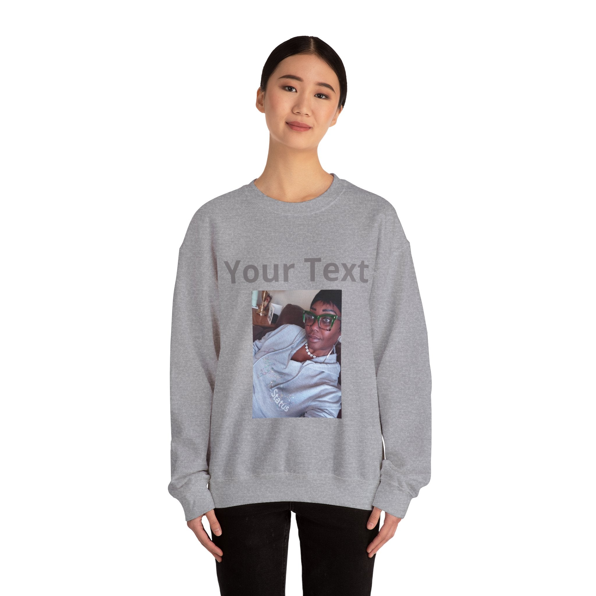 Customizable Front Photo/Text Crewneck Sweatshirt - Unisex Customizable Sweatshirt