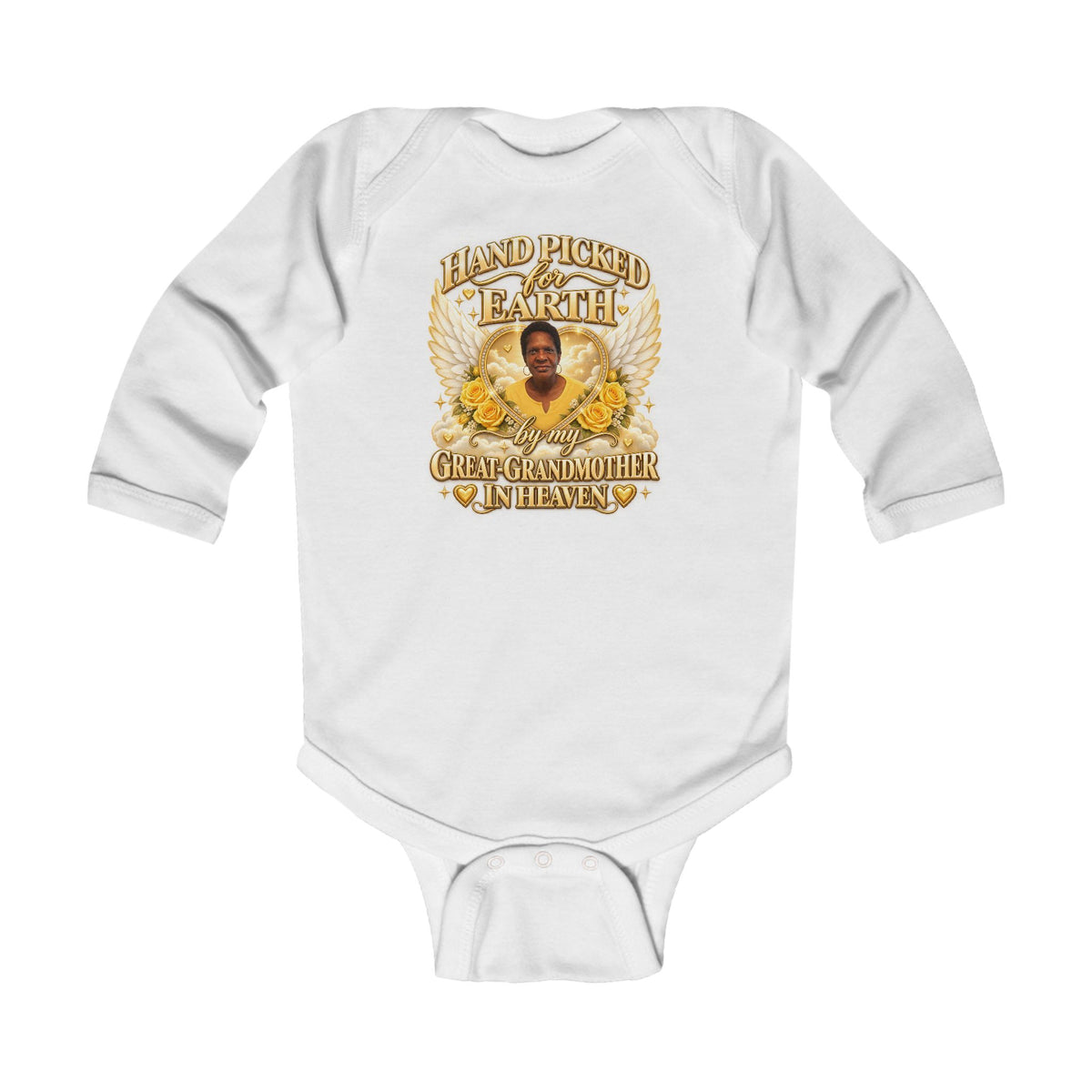 Mariah Infant Another Customized Smile 2 Long Sleeve Bodysuit "Handpicked for Earth by My Grandma in Heaven" – Memorial Baby Onesie