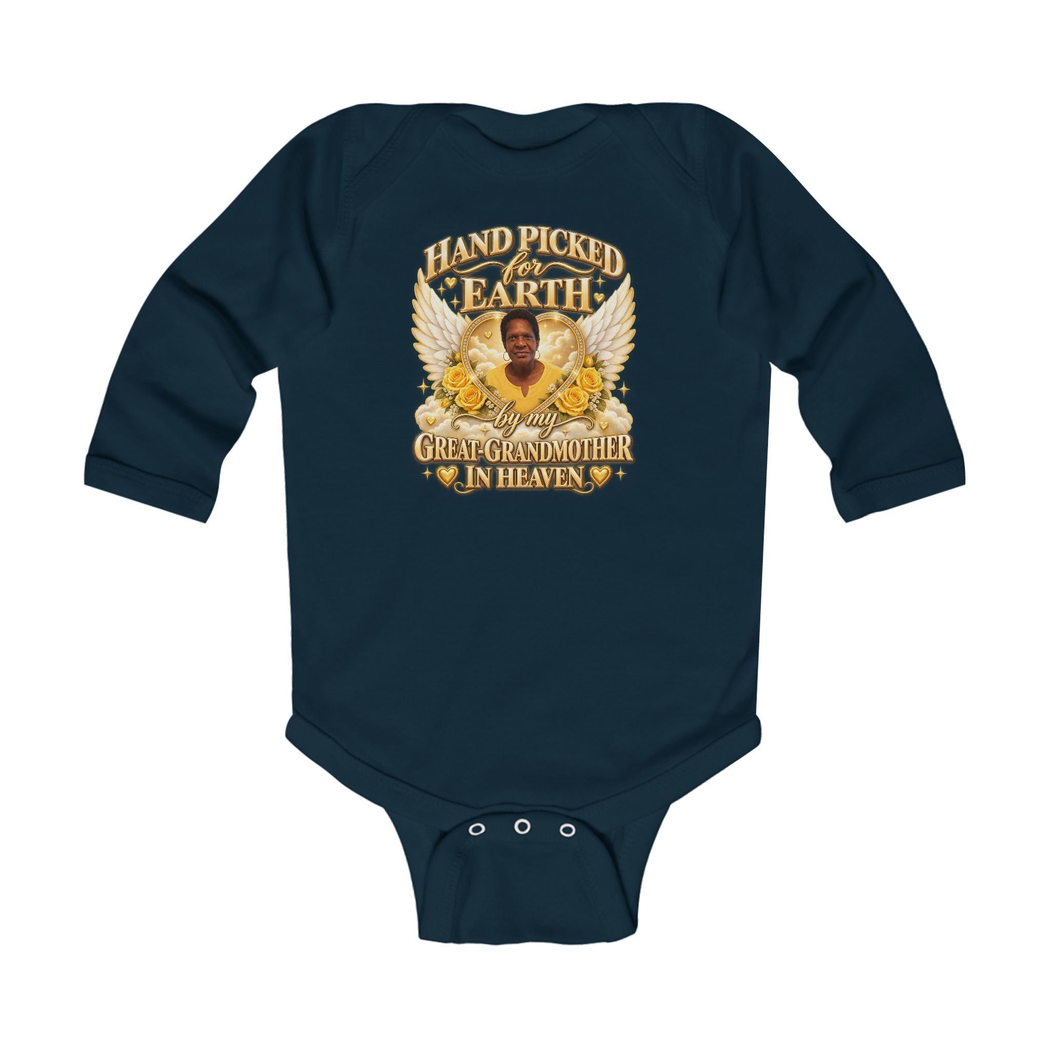 Mariah Infant Another Customized Smile 2 Long Sleeve Bodysuit "Handpicked for Earth by My Grandma in Heaven" – Memorial Baby Onesie