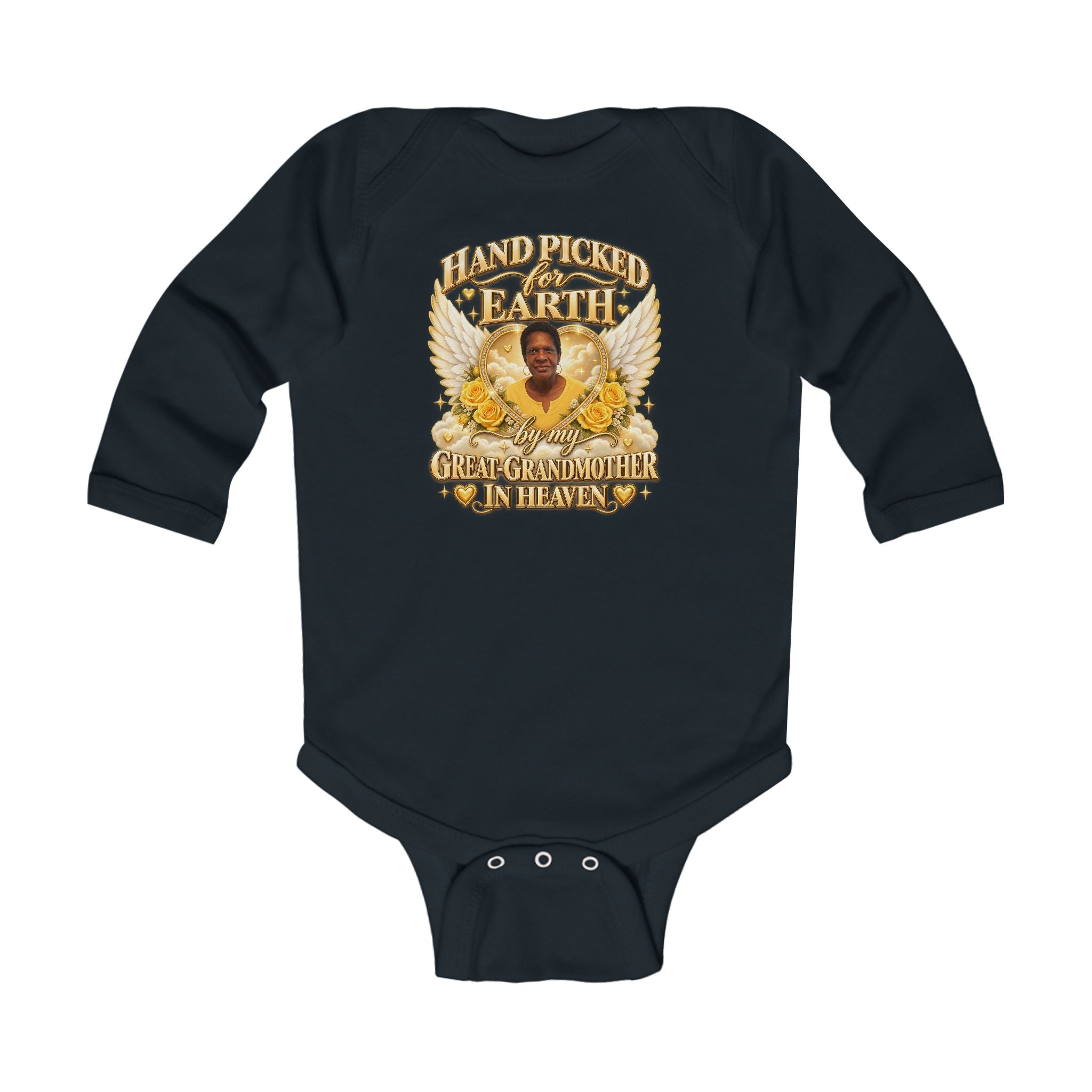 Mariah Infant Another Customized Smile 2 Long Sleeve Bodysuit "Handpicked for Earth by My Grandma in Heaven" – Memorial Baby Onesie