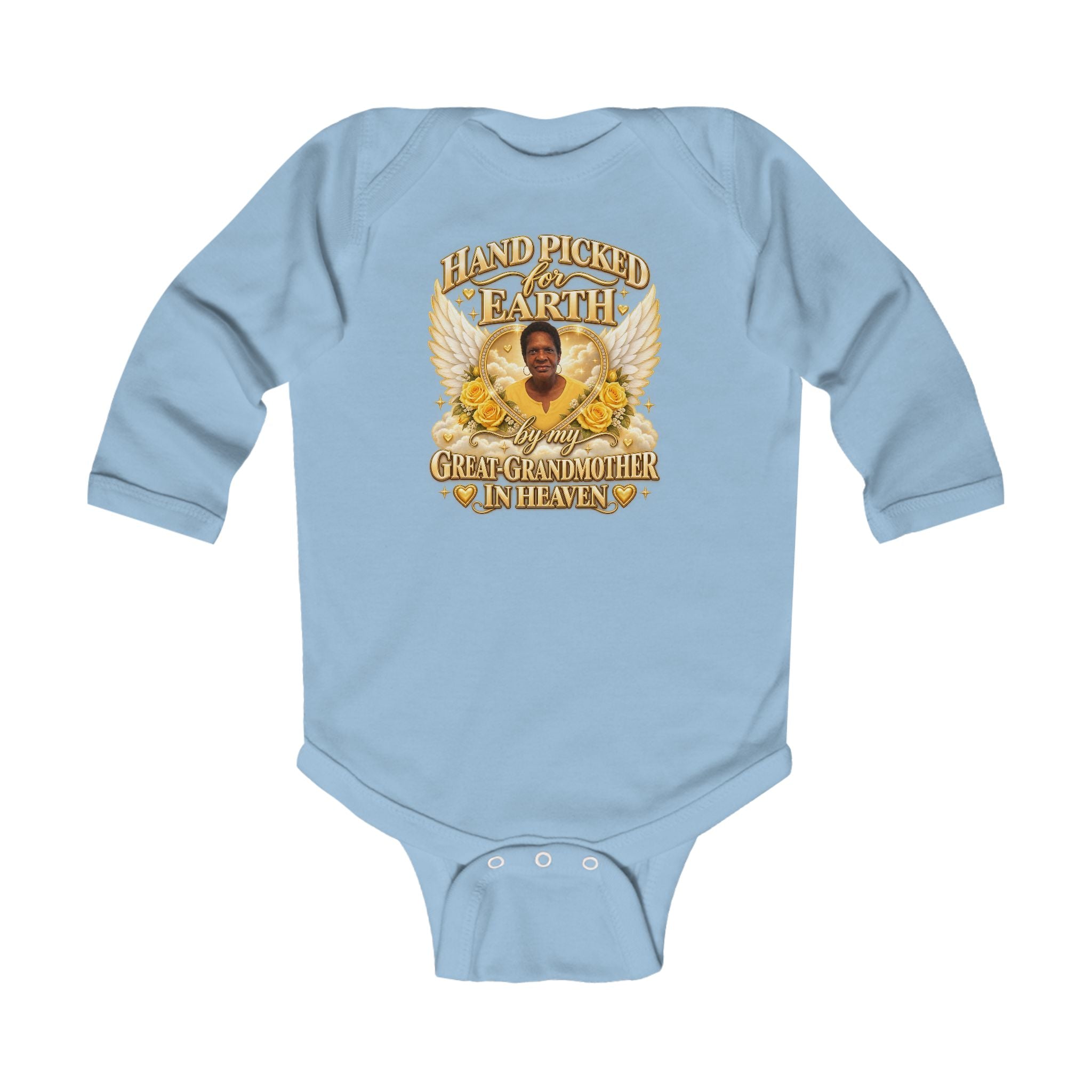 Mariah Infant Another Customized Smile 2 Long Sleeve Bodysuit "Handpicked for Earth by My Grandma in Heaven" – Memorial Baby Onesie