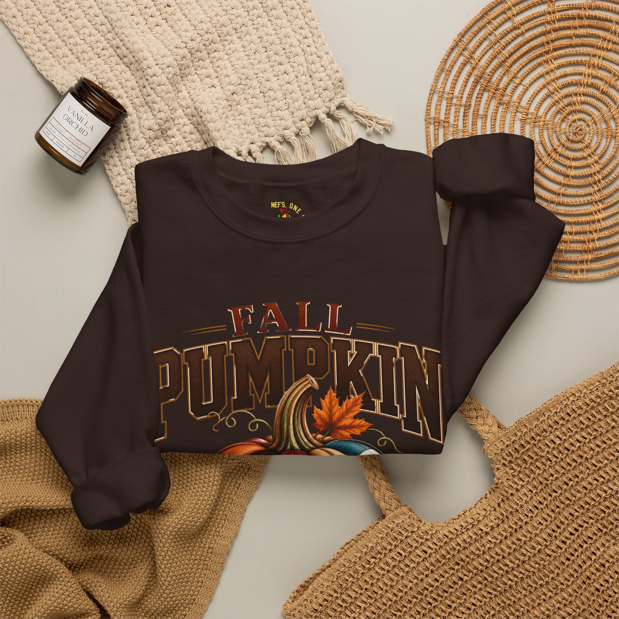 Fall Pumpkin Football Season Crewneck Sweatshirt