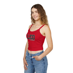 Women's Spaghetti Strap Tank Top with Leo Design, Summer Vacation Top, Zodiac Sign Apparel, Casual Wear, Gift for Astrology Lovers