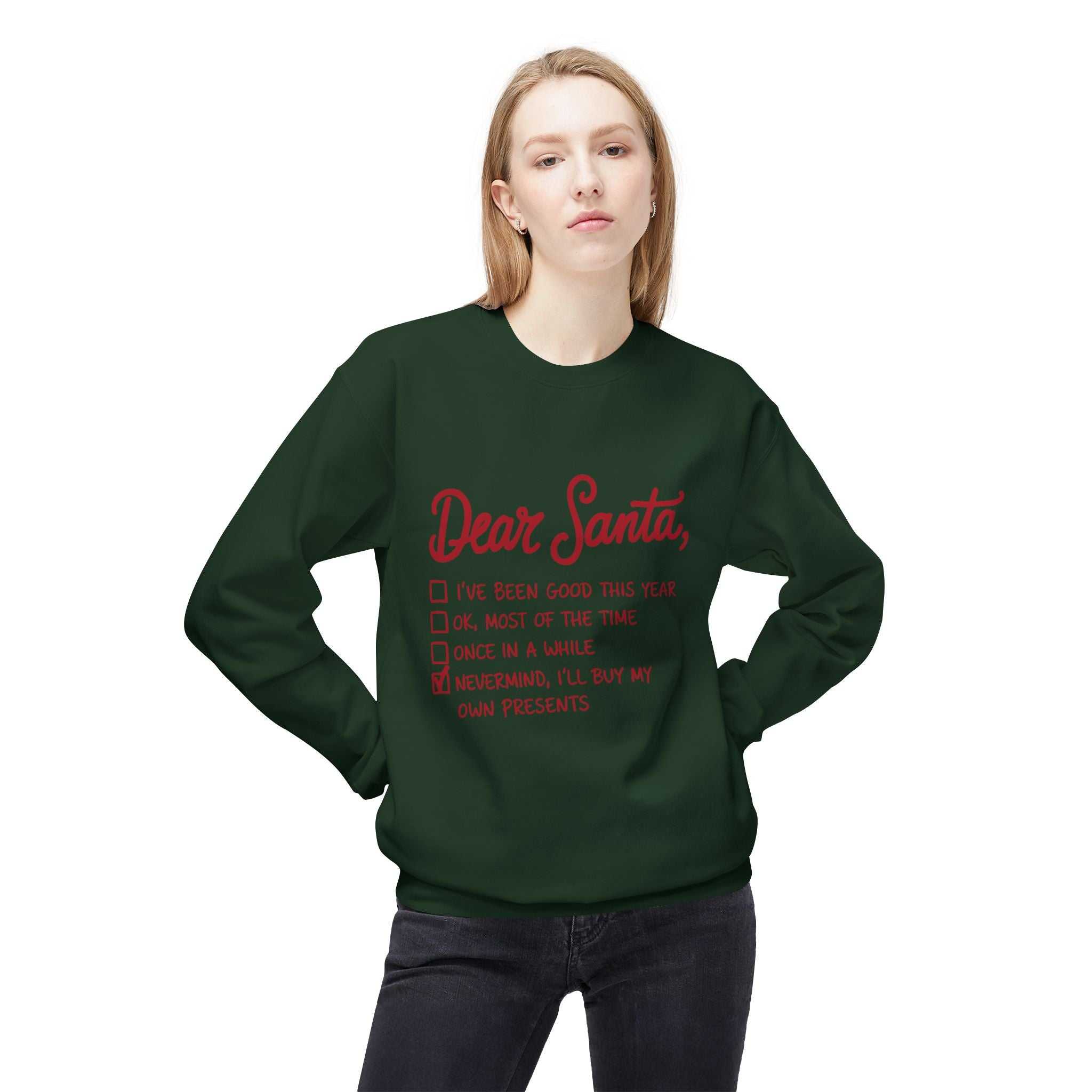 "Dear Santa" Funny Christmas Checklist Holiday Crewneck SweatshirtSweatshirtDear Santa