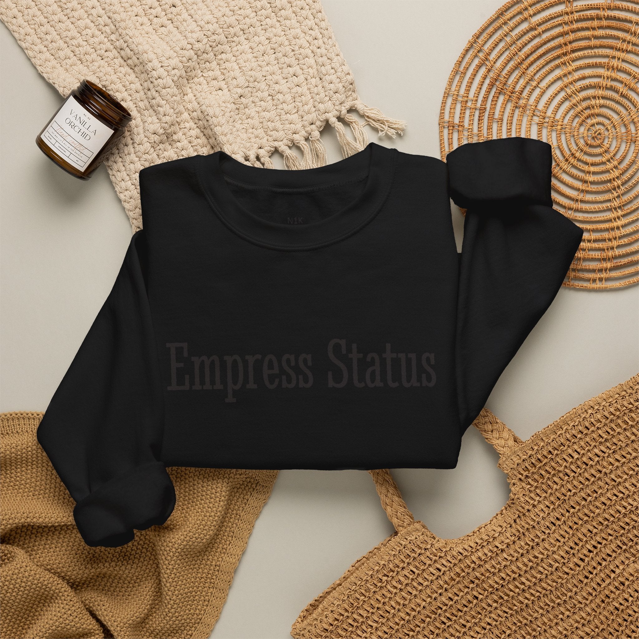 Empress Status Black Glitter Print Unisex Heavy Blend™ Crewneck Sweatshirt