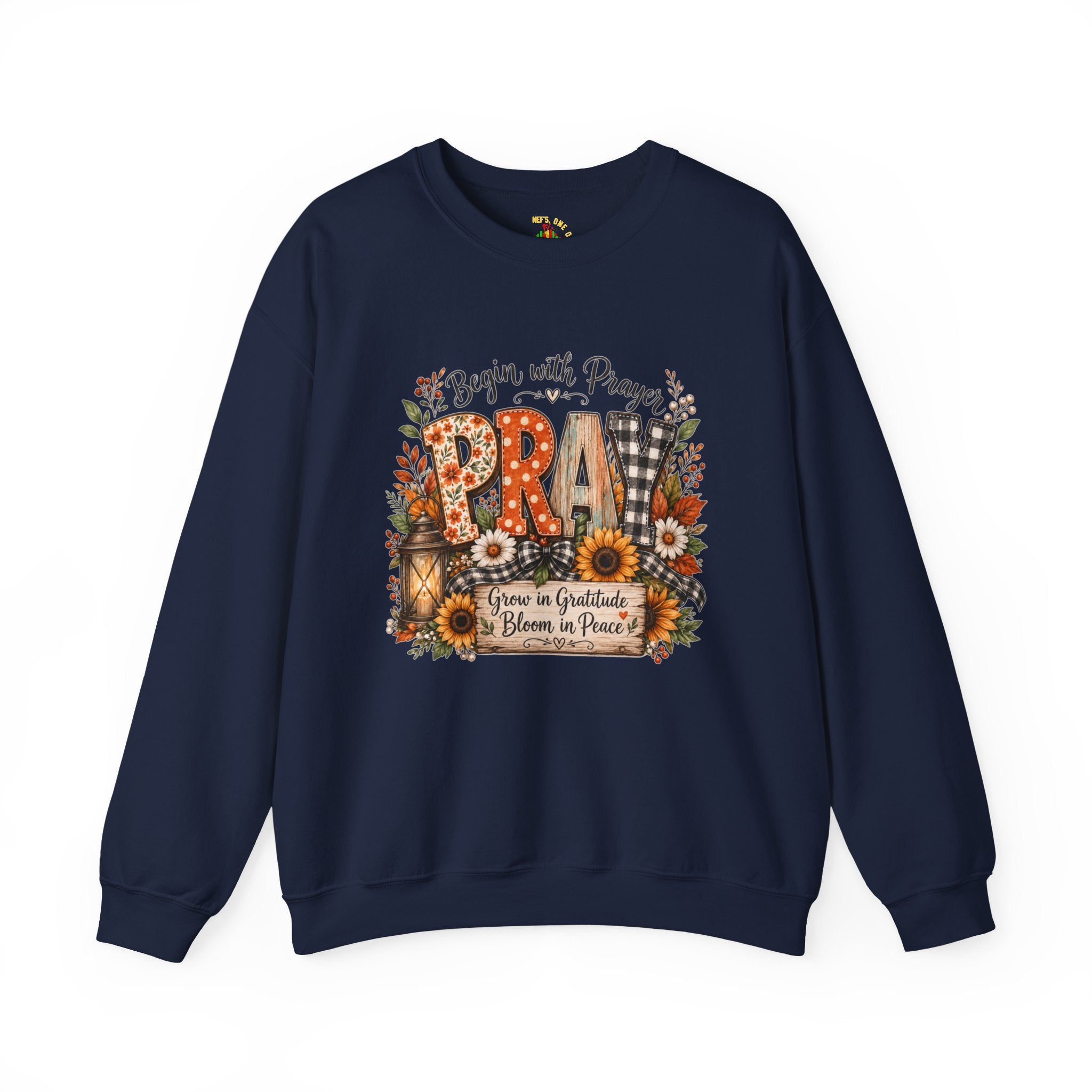 Begin with Prayer Sweatshirt – Floral Christian Faith Crewneck