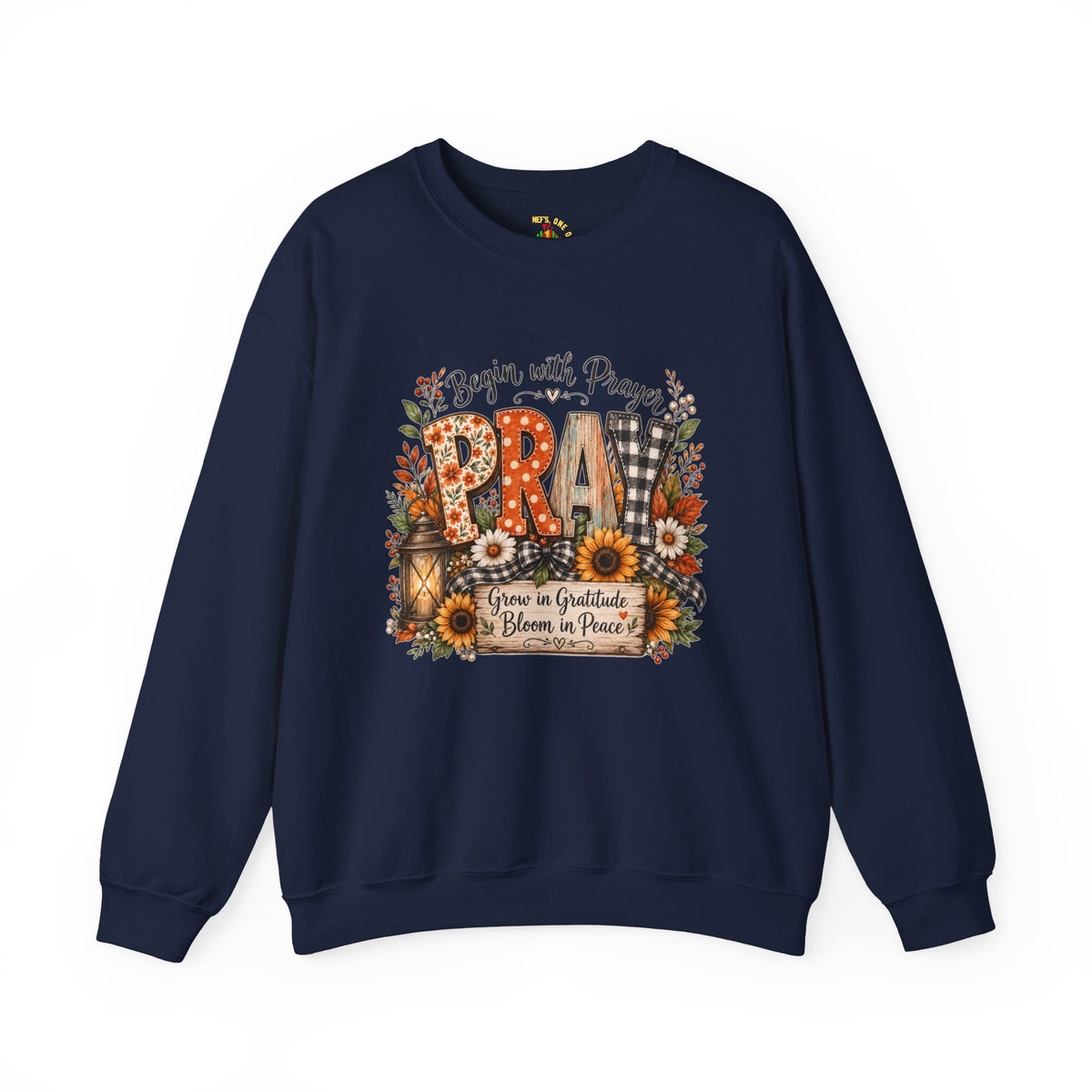 Begin with Prayer Sweatshirt – Floral Christian Faith Crewneck