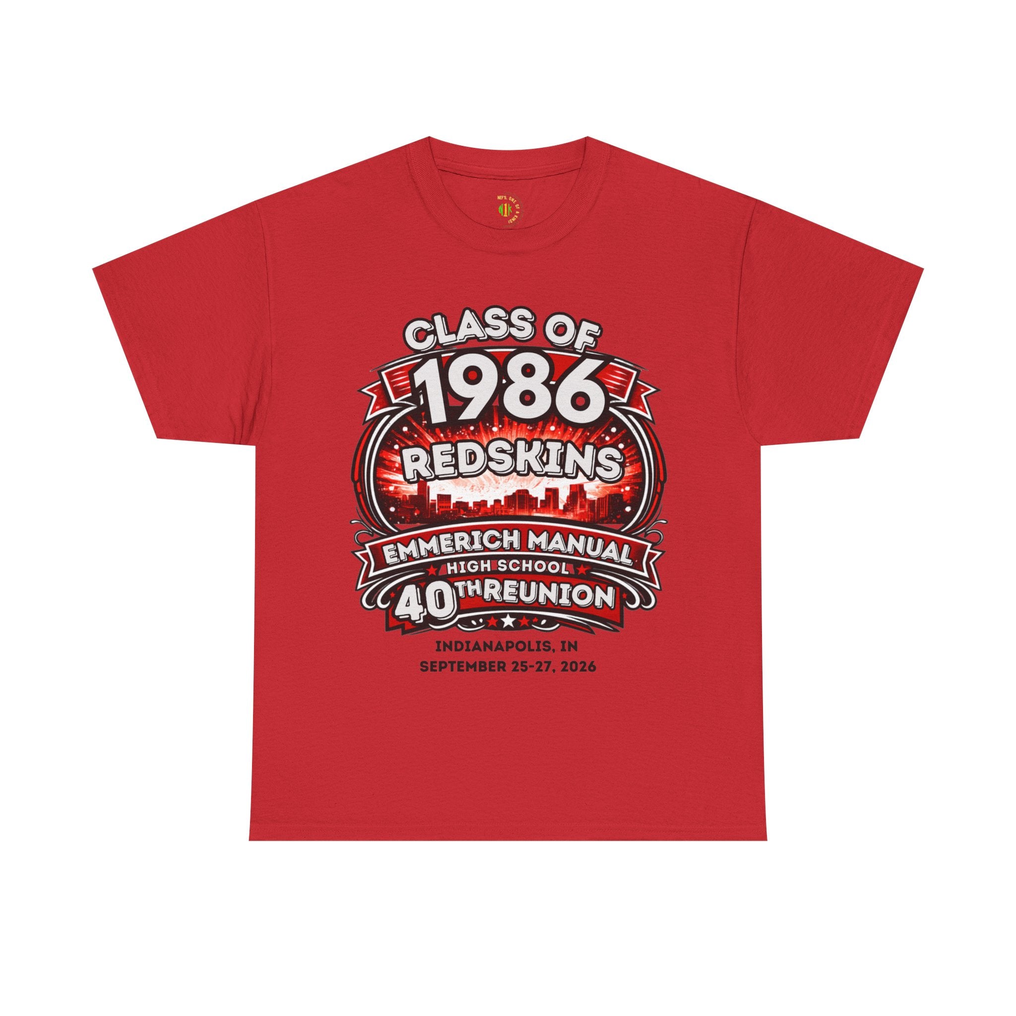 Up to 5x Class of 1986 Reunion T-Shirt — 40th Anniversary Redskins Emmerich Manual - Another Customized Smile