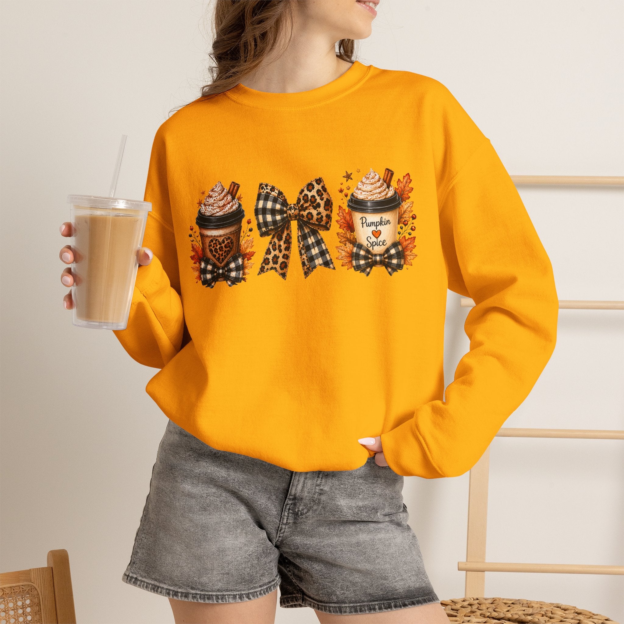 Festive Leopard Bow Christmas Crewneck Sweatshirt