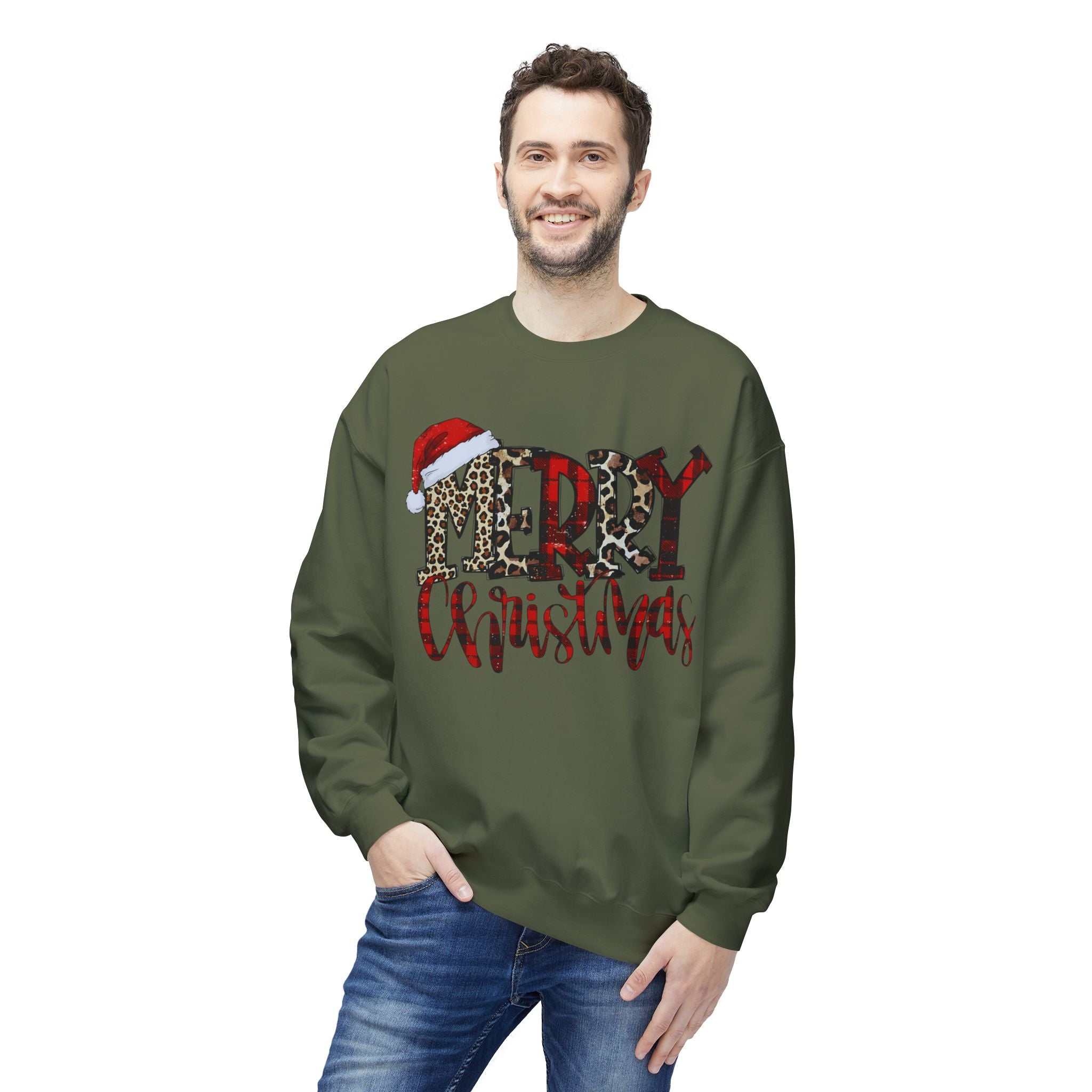 Merry Christmas Leopard Plaid SweatshirtSweatshirtMerry Christmas Leopard Plaid