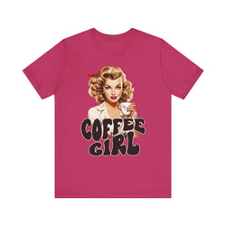 Retro Coffee drinking lady Unisex Jersey Short Sleeve Tee