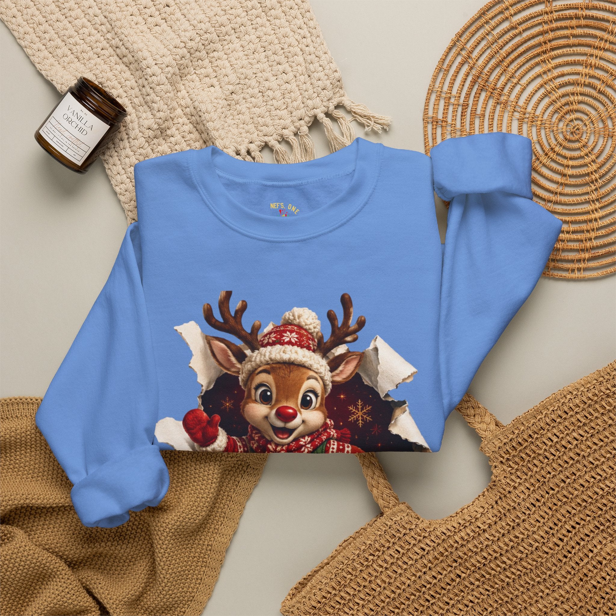 Festive Christmas Reindeer Crewneck Sweatshirt