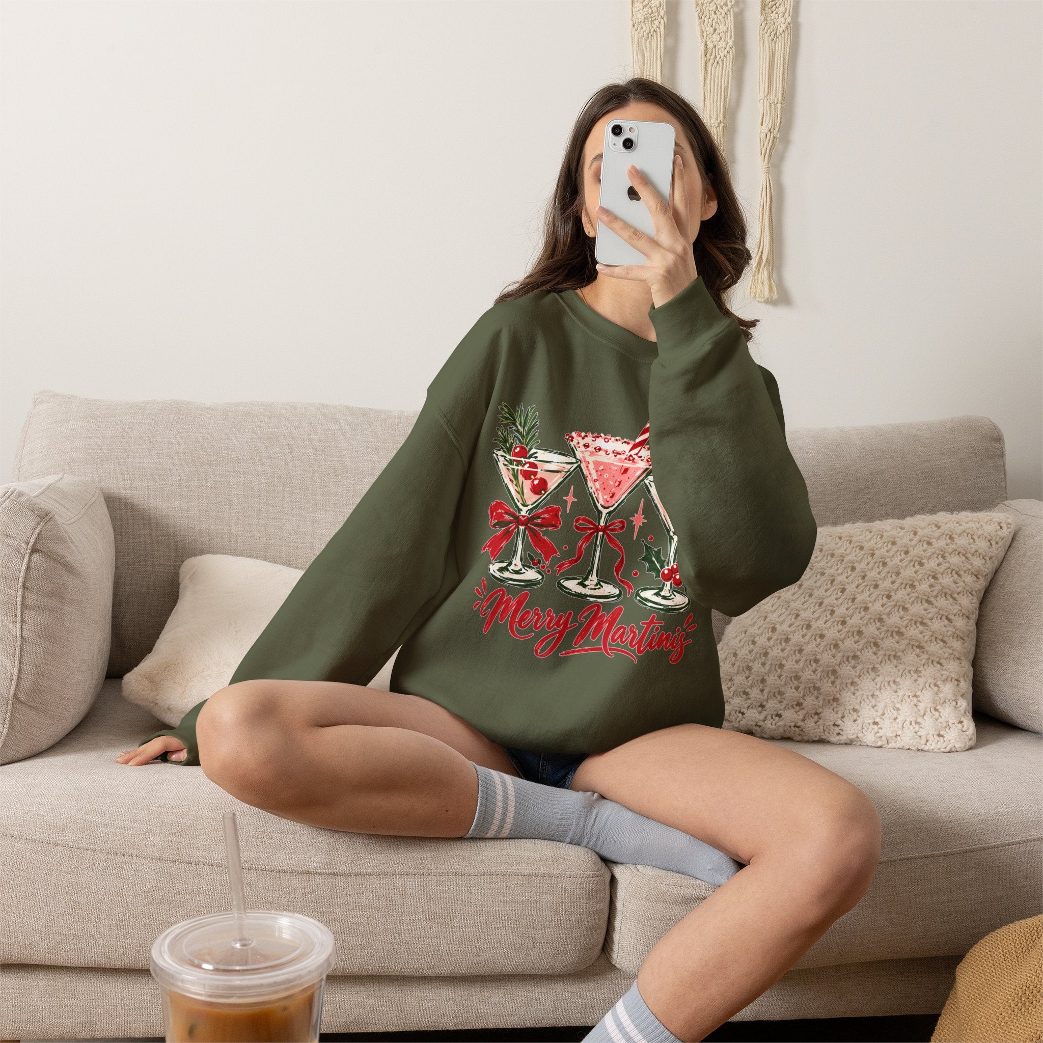 Merry Martinis Christmas Cocktail Crewneck Sweatshirt