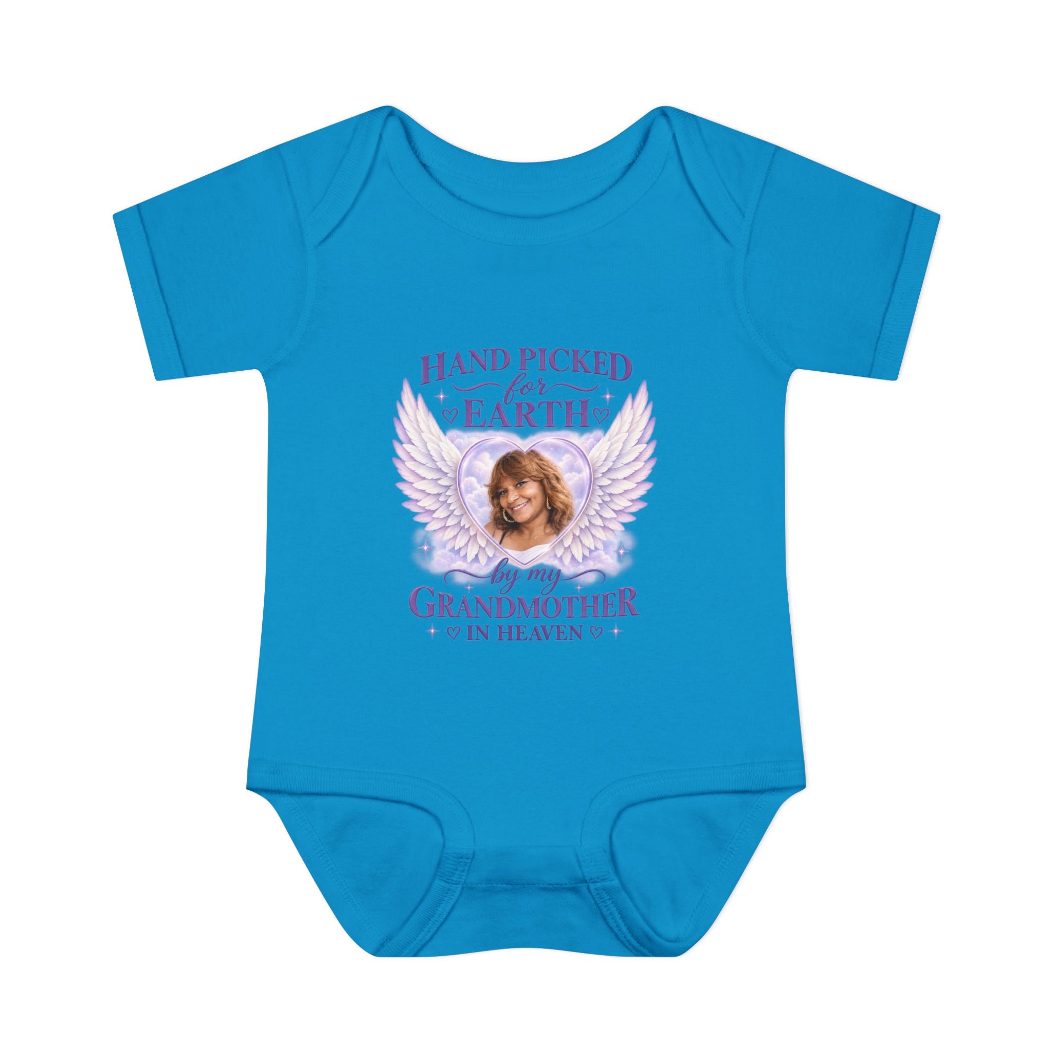 Mariah Infant Another Customized Smile Bodysuit "Handpicked for Earth by My Grandma in Heaven" – Memorial Baby Onesie