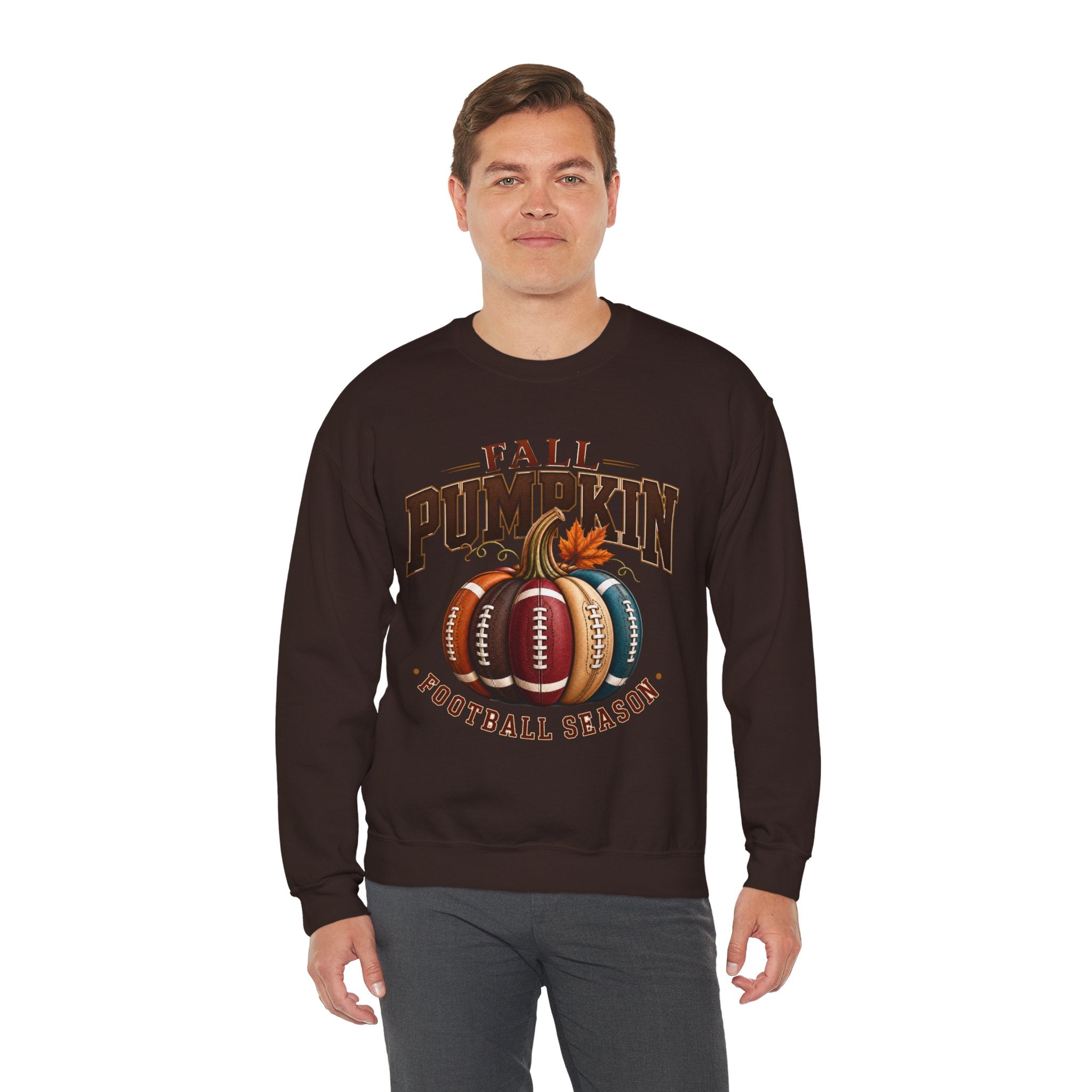 Fall Pumpkin Football Season Crewneck Sweatshirt