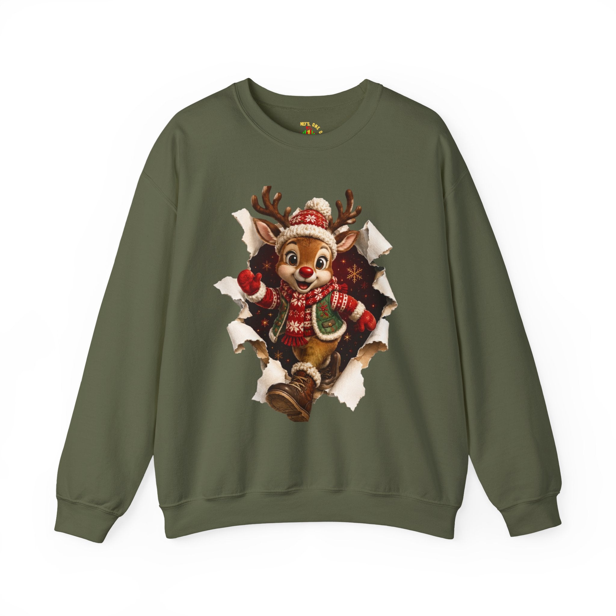 Festive Christmas Reindeer Crewneck Sweatshirt