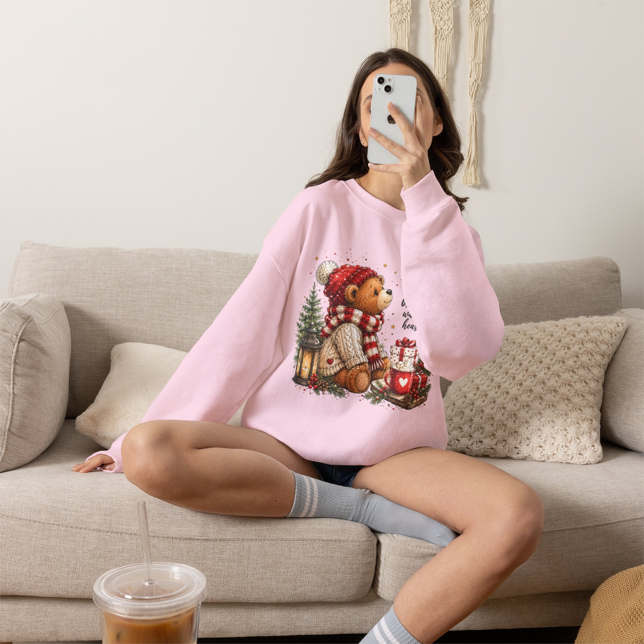 Christmas Bear Crewneck Sweatshirt – Cozy Holiday Teddy Bear Design